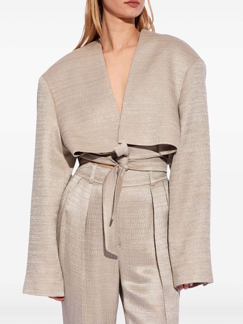 tied-waist cropped jacket - 3