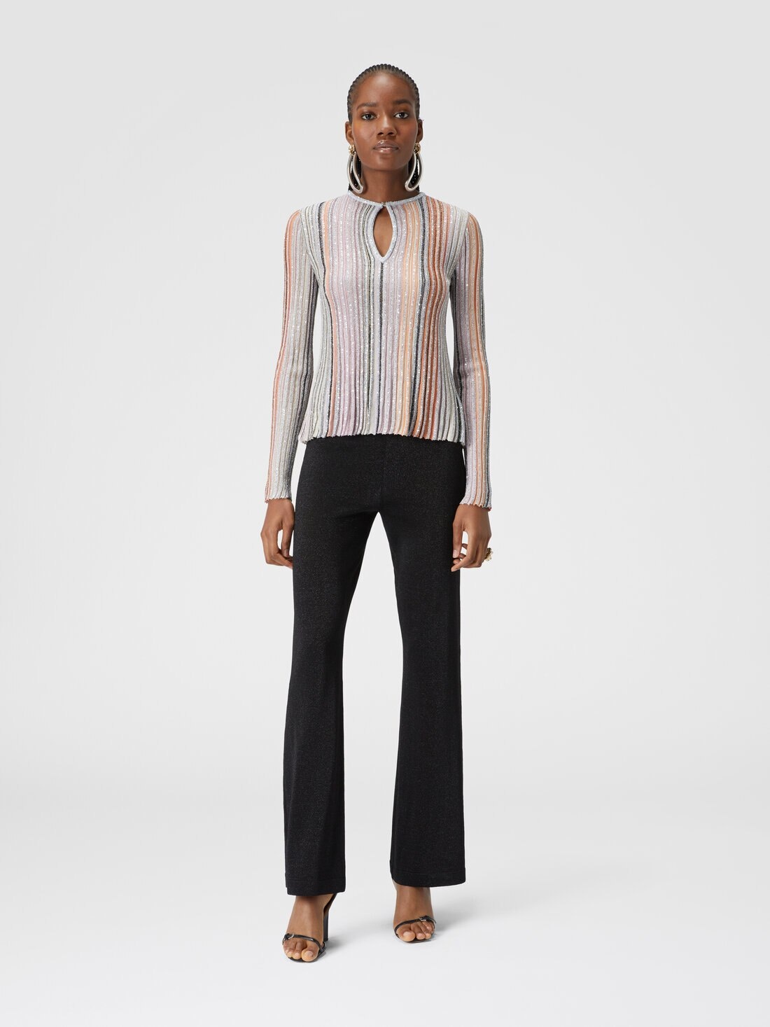 Partialized ribbed sweater with sequins - 2