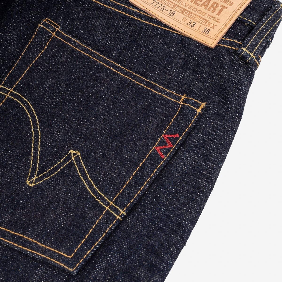 IH-777S-18 18oz Vintage Selvedge Denim Slim Tapered Cut Jeans - Indigo - 8