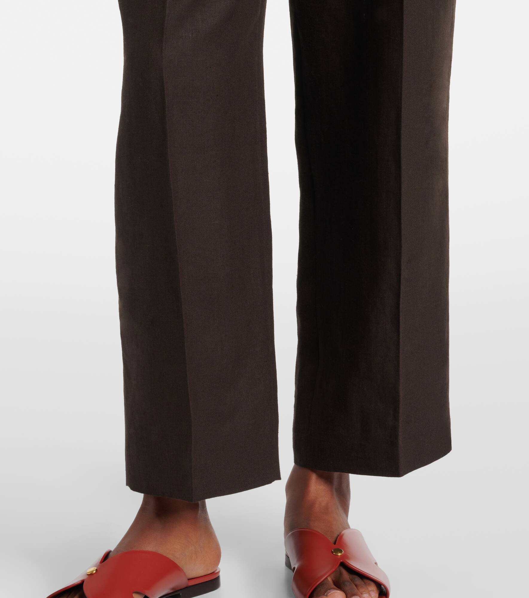 High-rise linen straight pants - 5