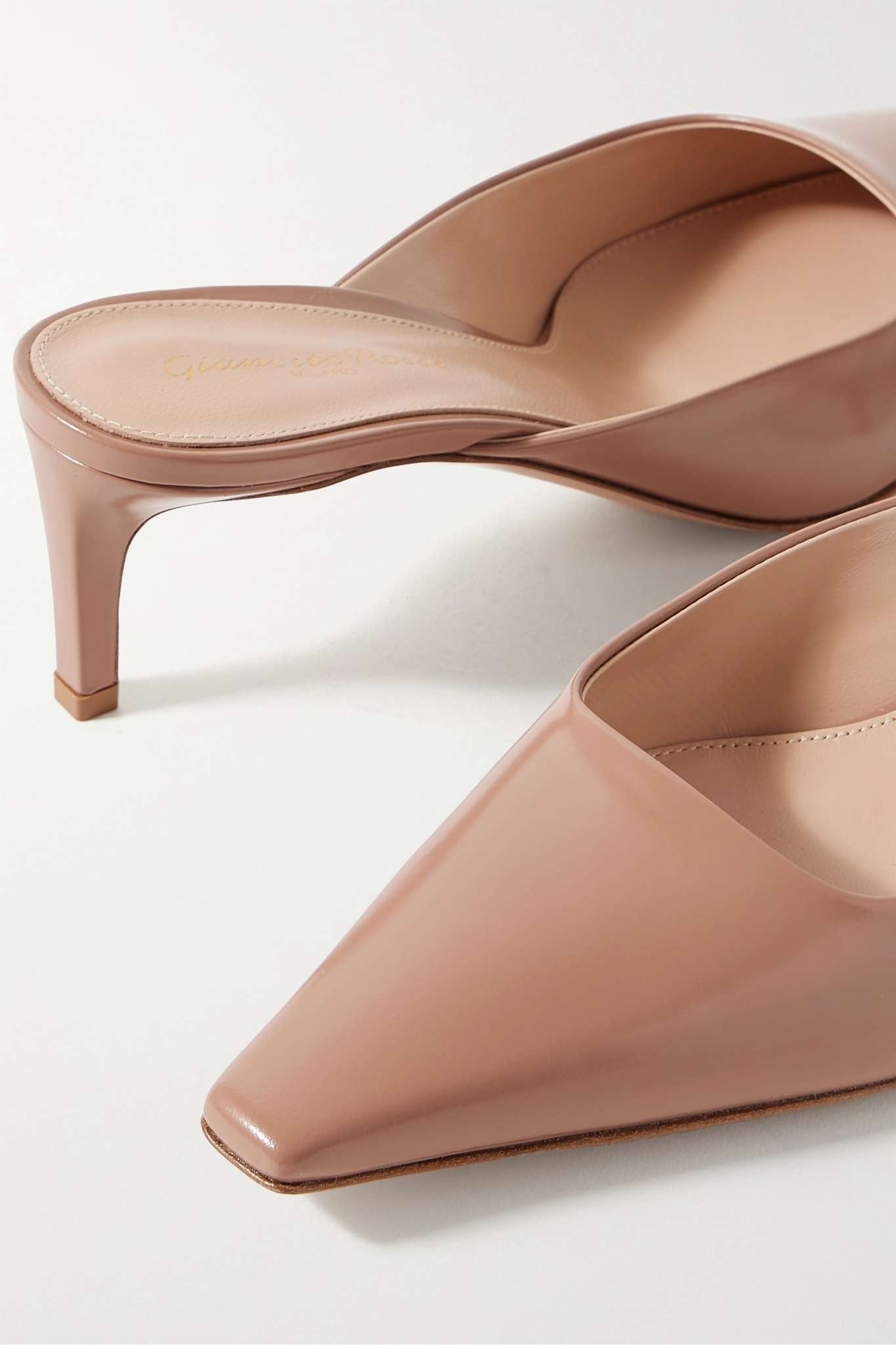 Gianvito Rossi Tokio 55 glossed-leather mules | REVERSIBLE