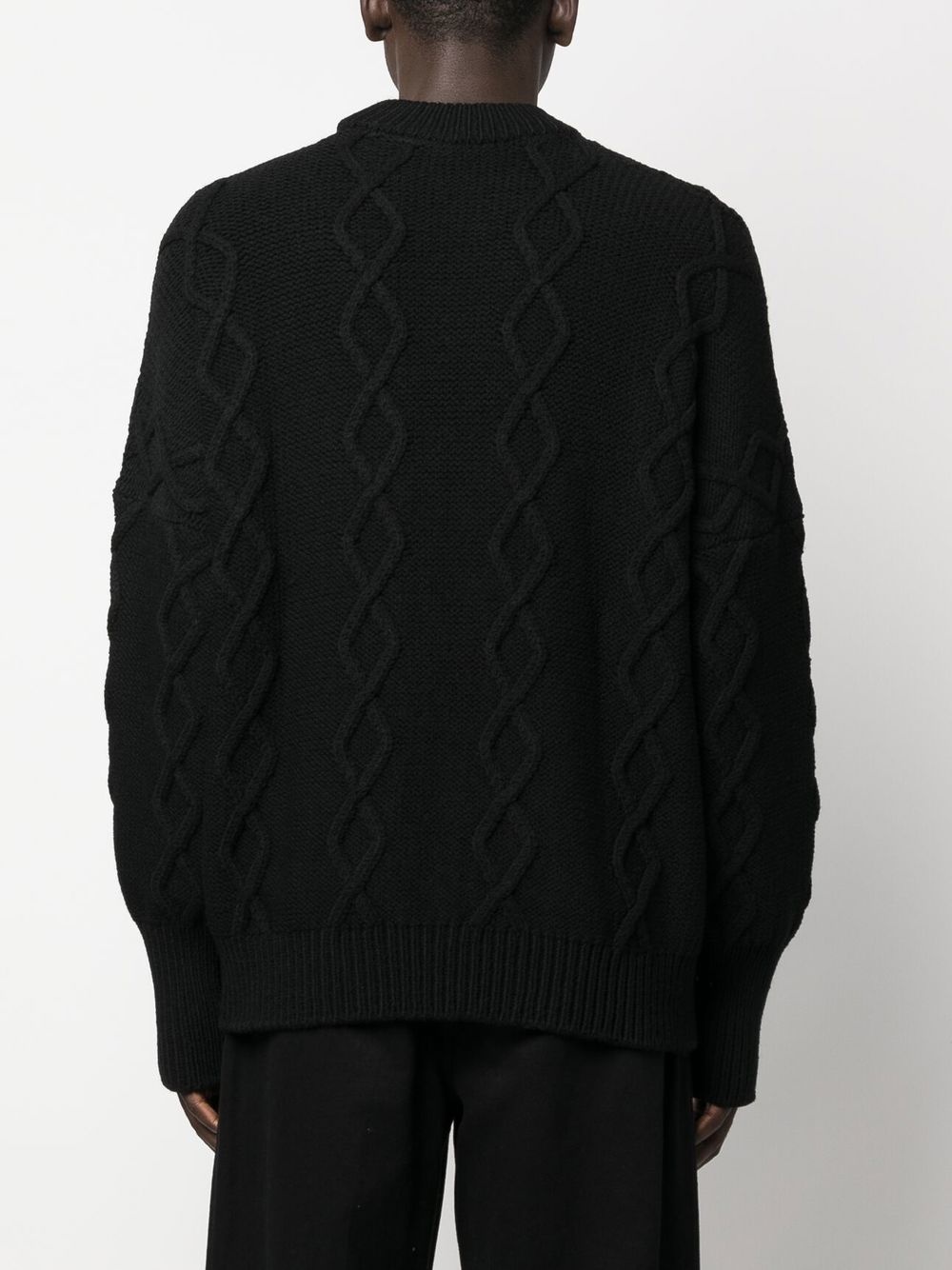 cable-knit crew neck jumper - 4