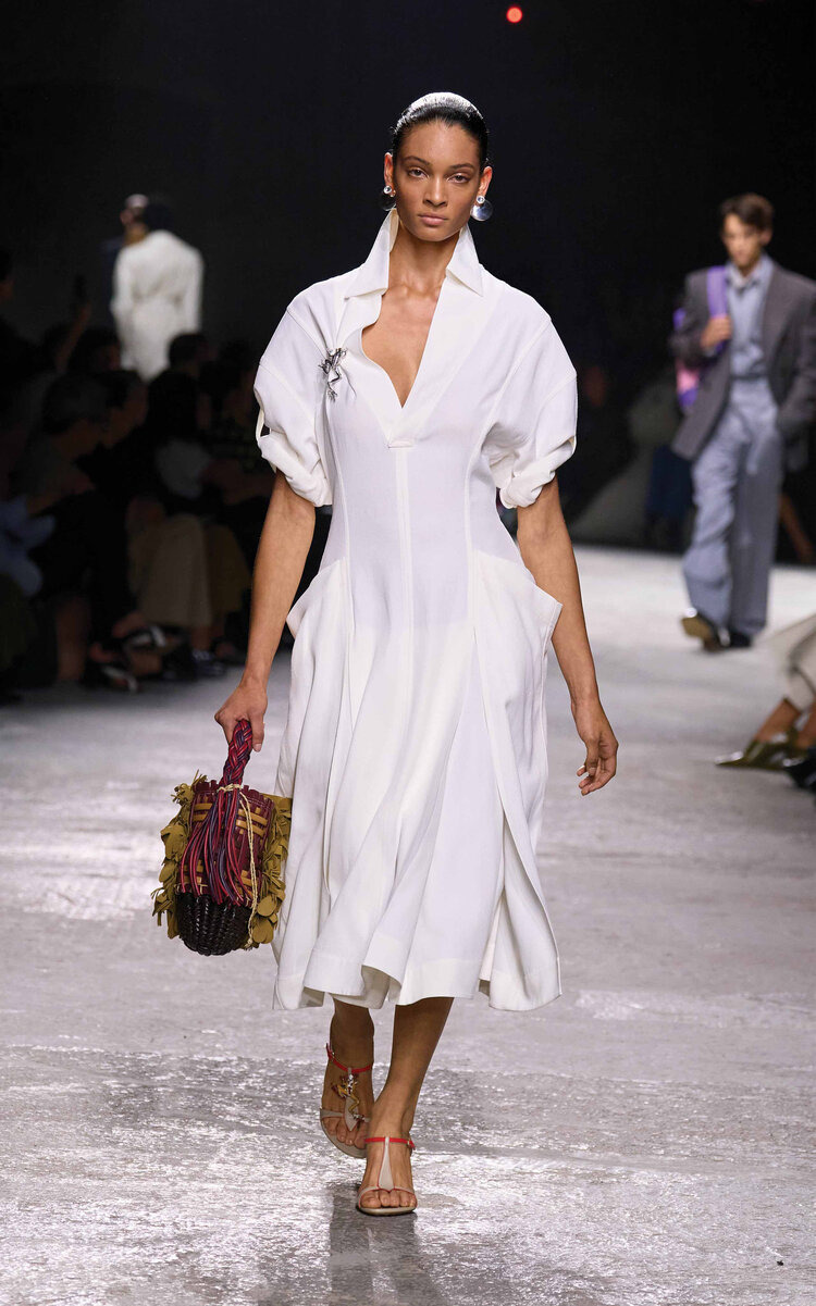 Viscose Linen Dress with Frog Details white - 3