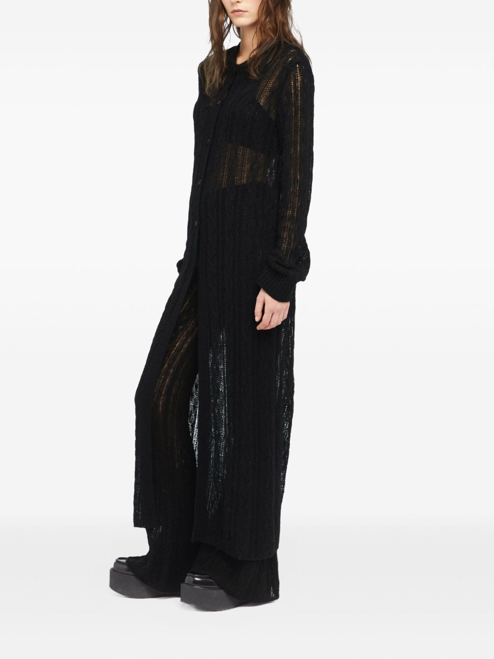 button-front open-knit cardigan - 3