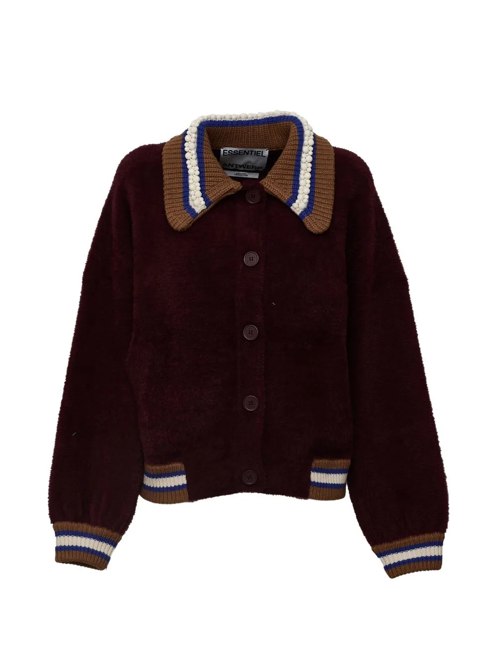 contrast-collar faux-fur jacket - 1