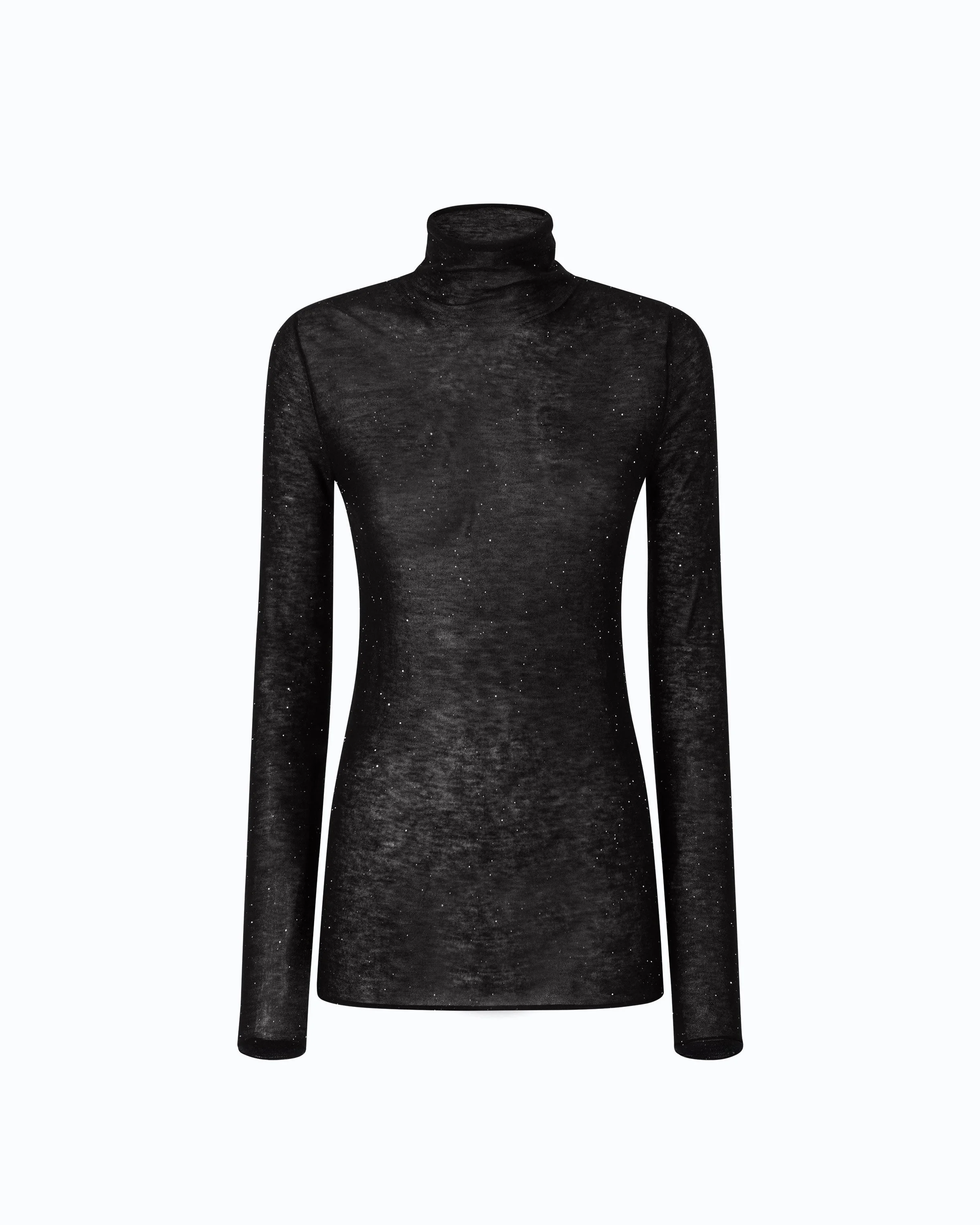SLIM-FIT HIGH-NECK SWEATER WITH MICRO-SEQUINS - 1