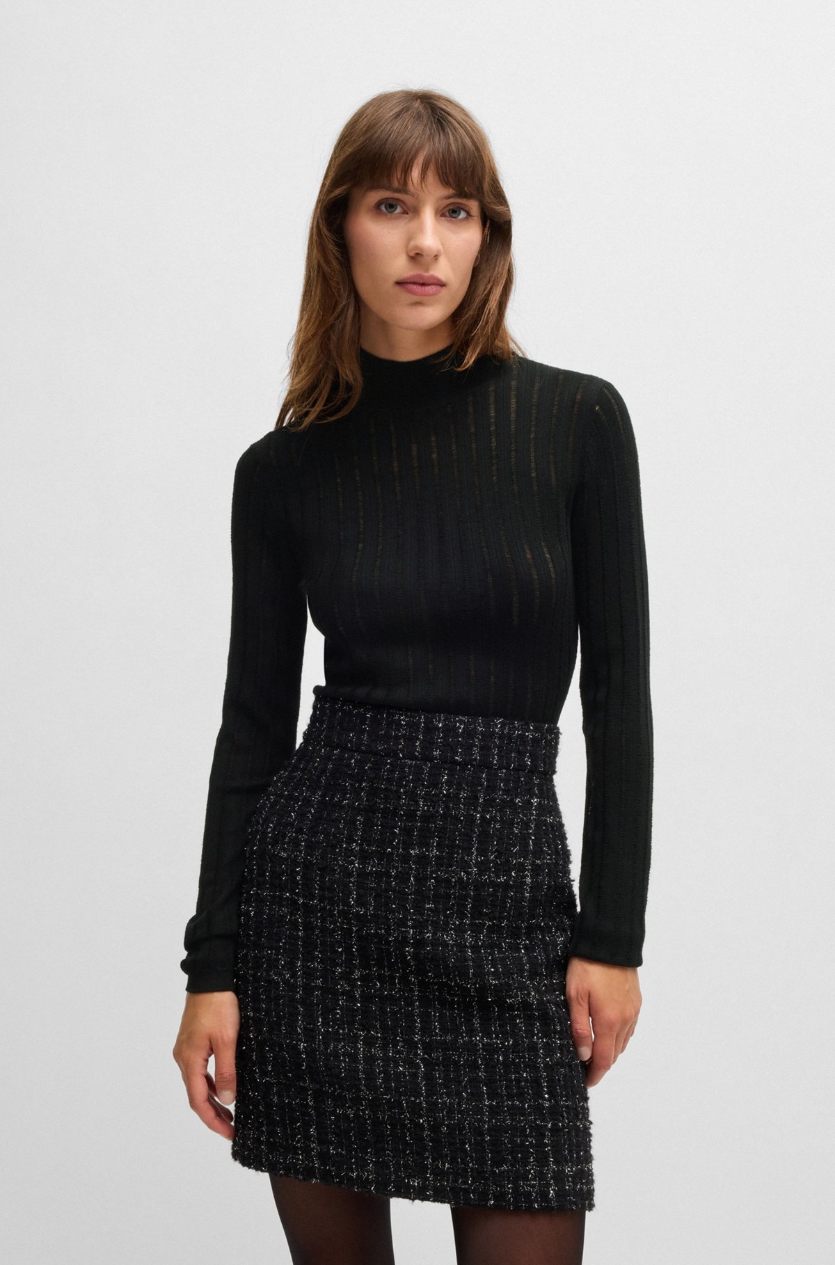 WOOL SWEATER WITH STRUCTURED STRIPES - 2