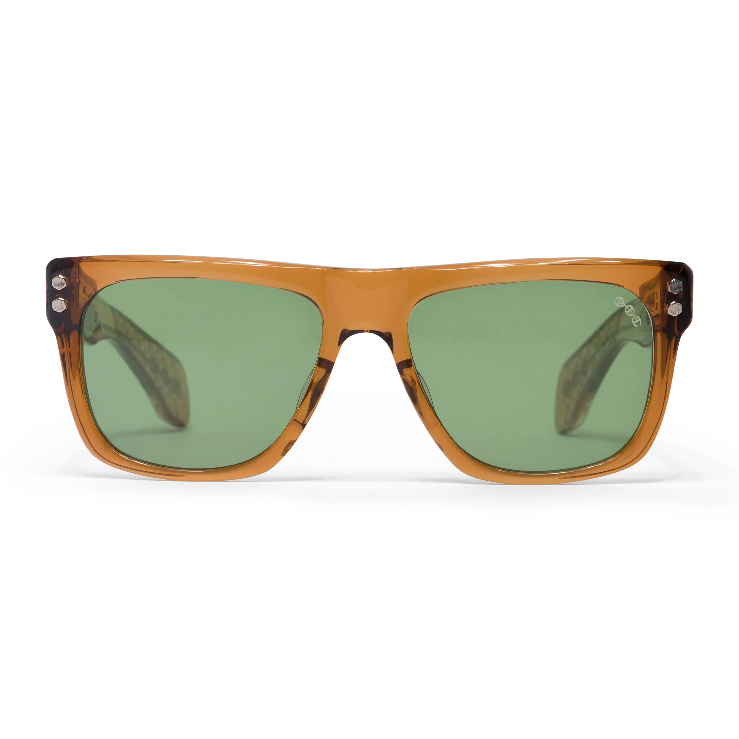 Hoorsenbuhs Model Viii Eye Wear - Beer Bottle Brown Frame - 24K Trim/Hardware - Vintage Green Lens - - 1