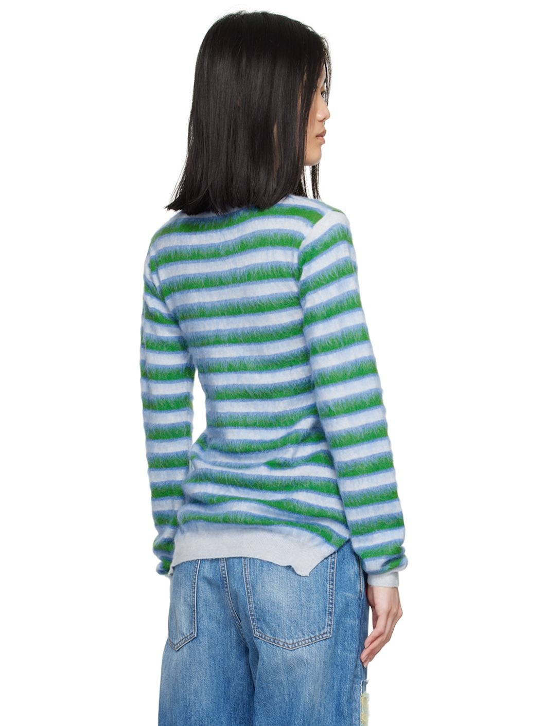 Blue & Green Striped Sweater - 3