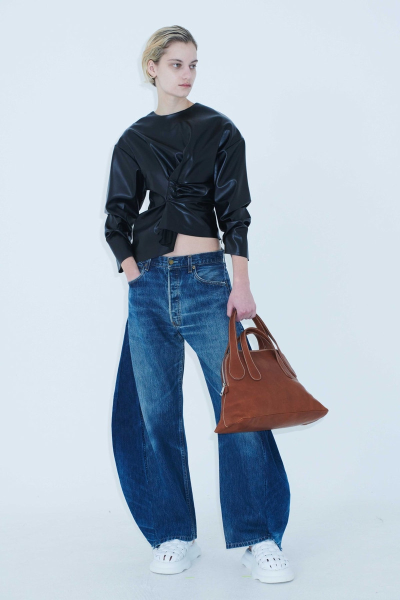 UPCYCLED JEANS WITH CURVED SIDE INSERTS BLUE DENIM 6