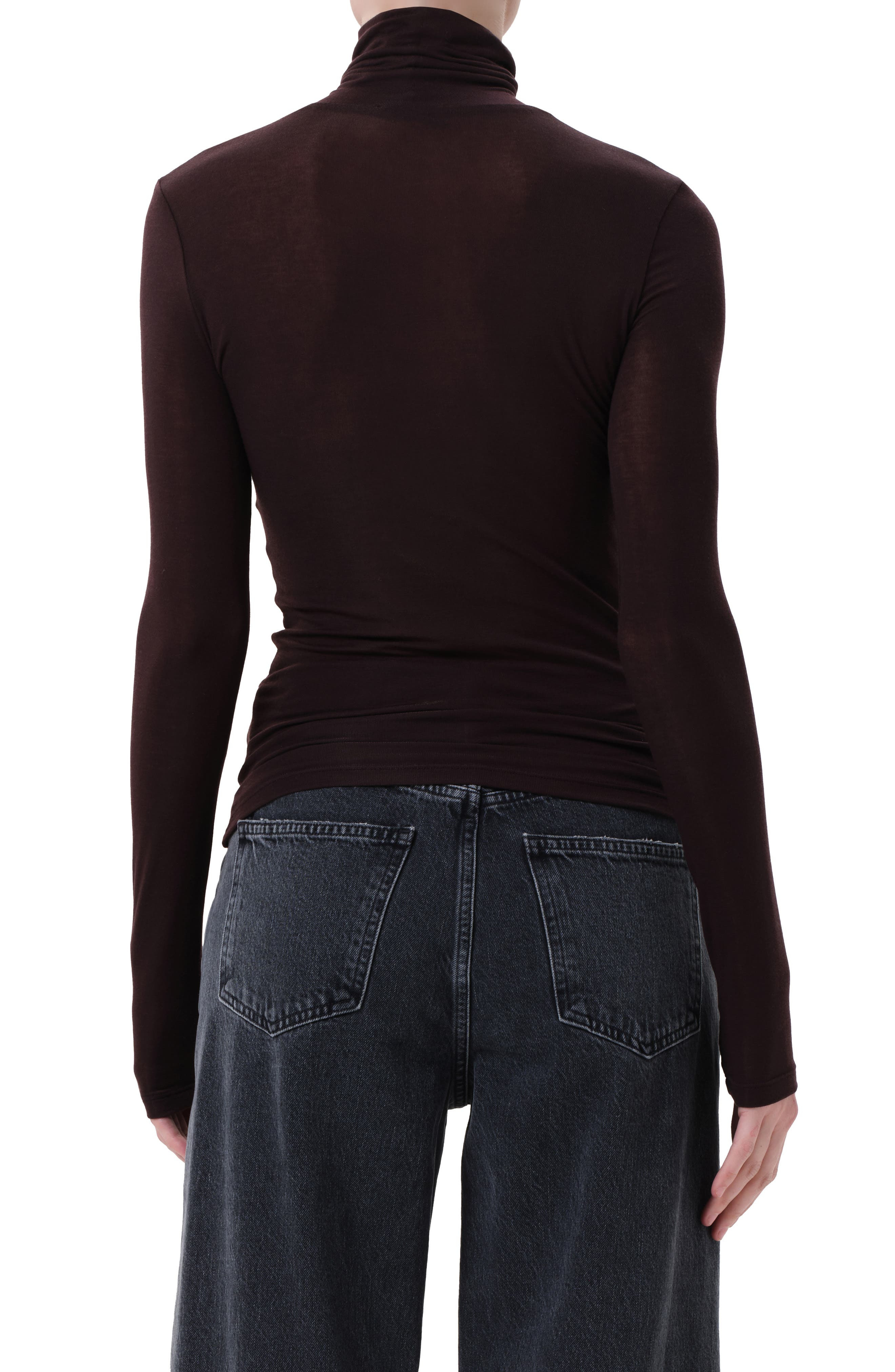 AGOLDE Pascale Rib Turtleneck Top in Root Dk Brown at Nordstrom - 2