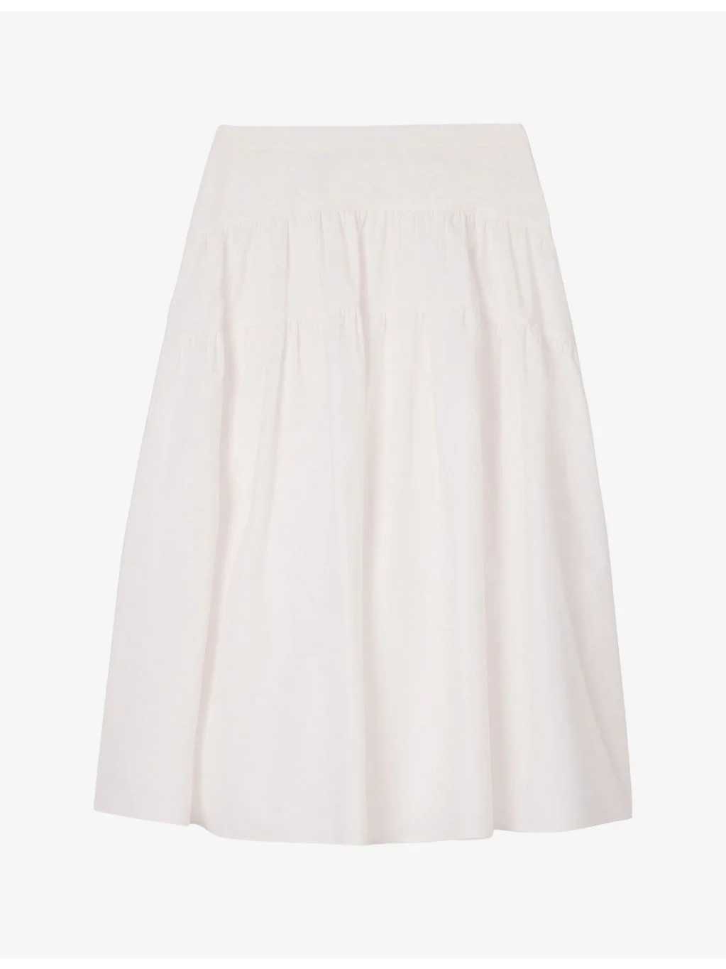 Tiered-Hem Regular-Fit Cotton Midi Skirt - 1
