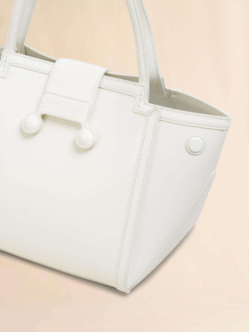 WHITE LEATHER MINI RIVIERA BAG - 4