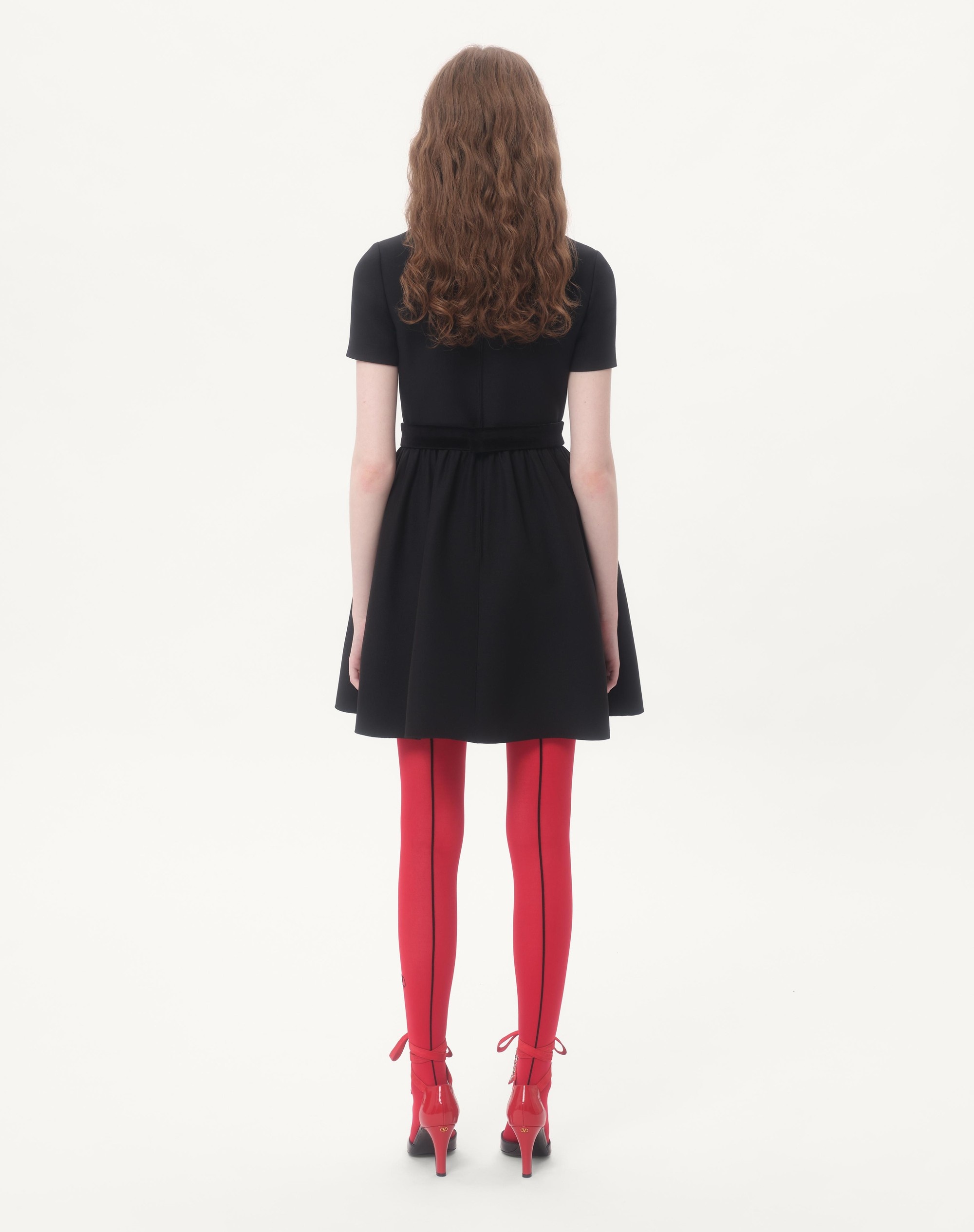 CREPE COUTURE SHORT DRESS WITH BOWS - 8