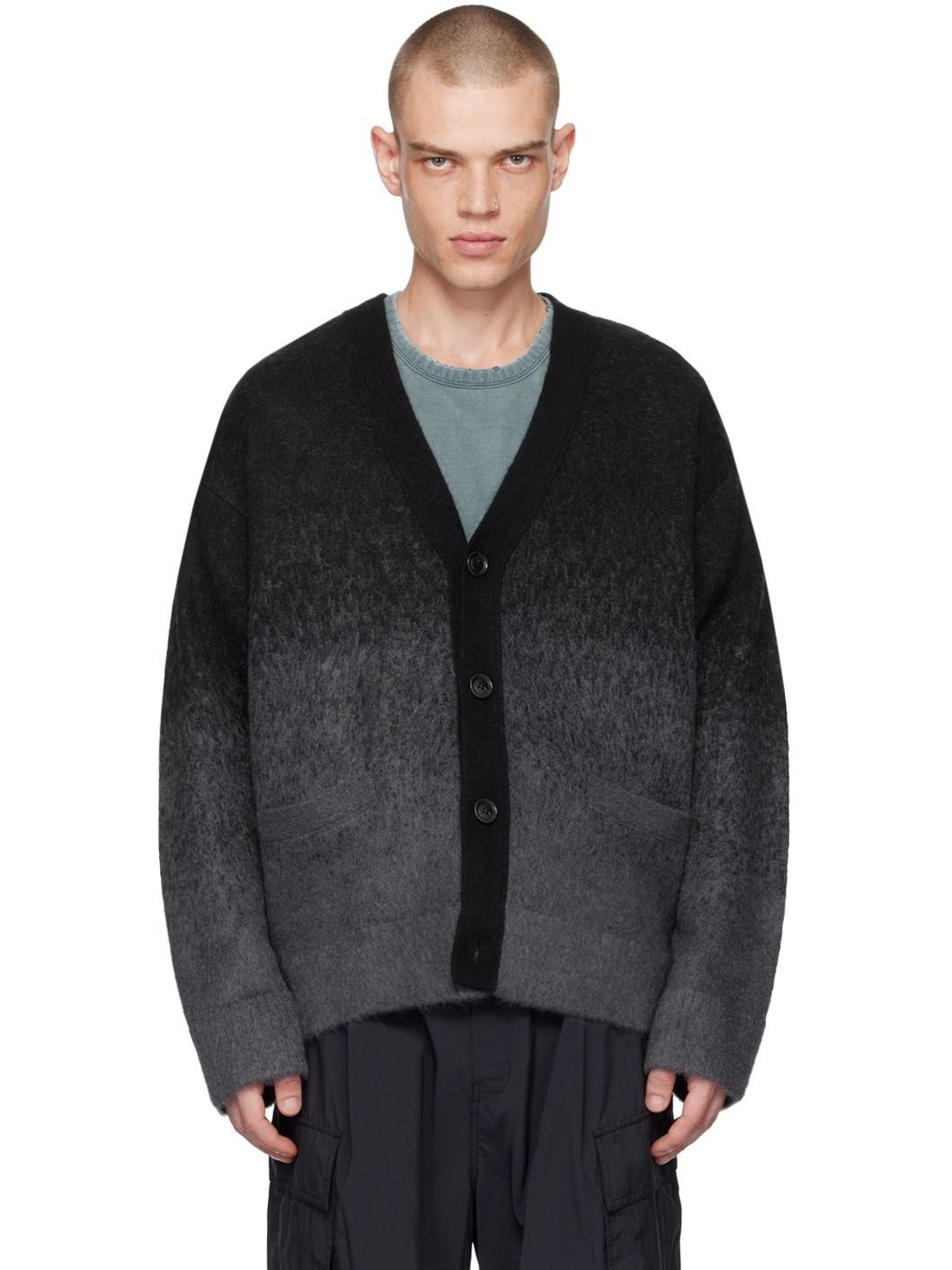 Black & Gray Gradient Cardigan - 1