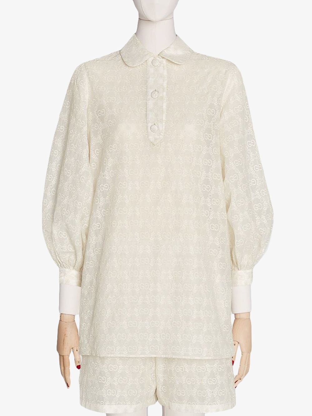 GG embroidered cotton shirt - 3