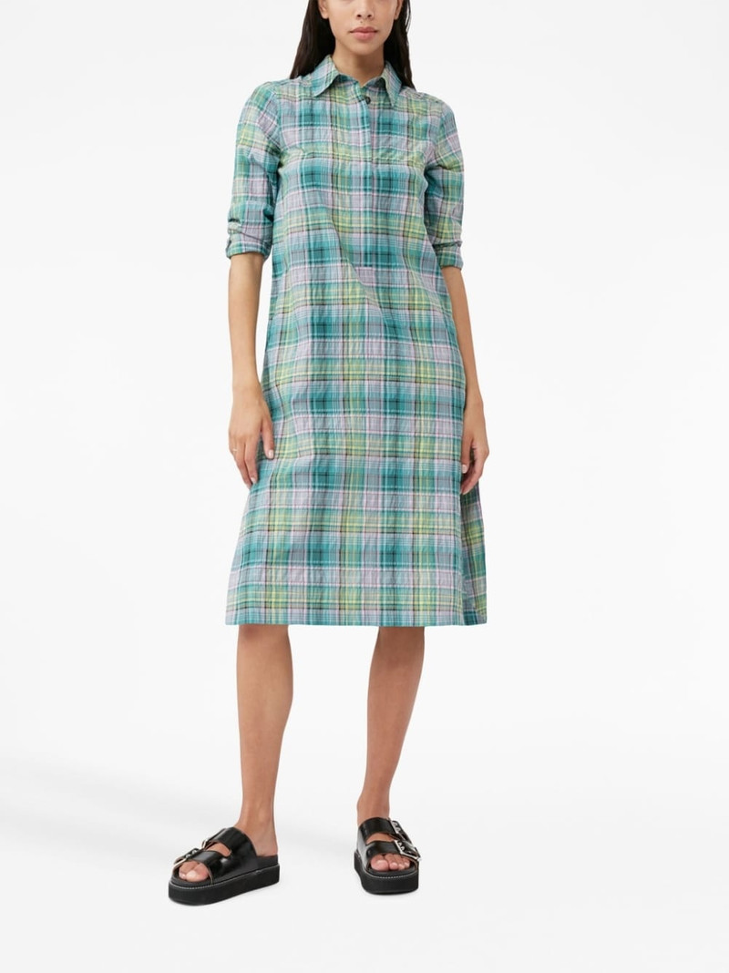 GANNI check-pattern seersucker shirt dress outlook