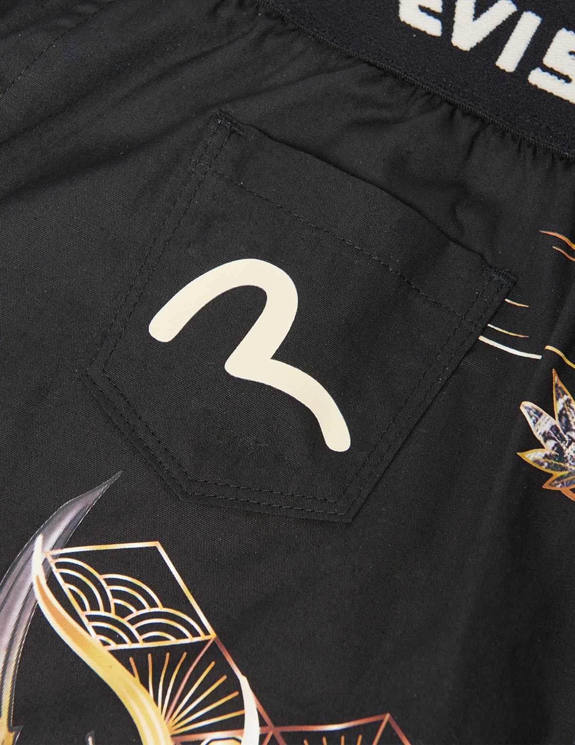 GOLDEN DRAGON AND KAMON PRINT BOXER SHORTS - 4