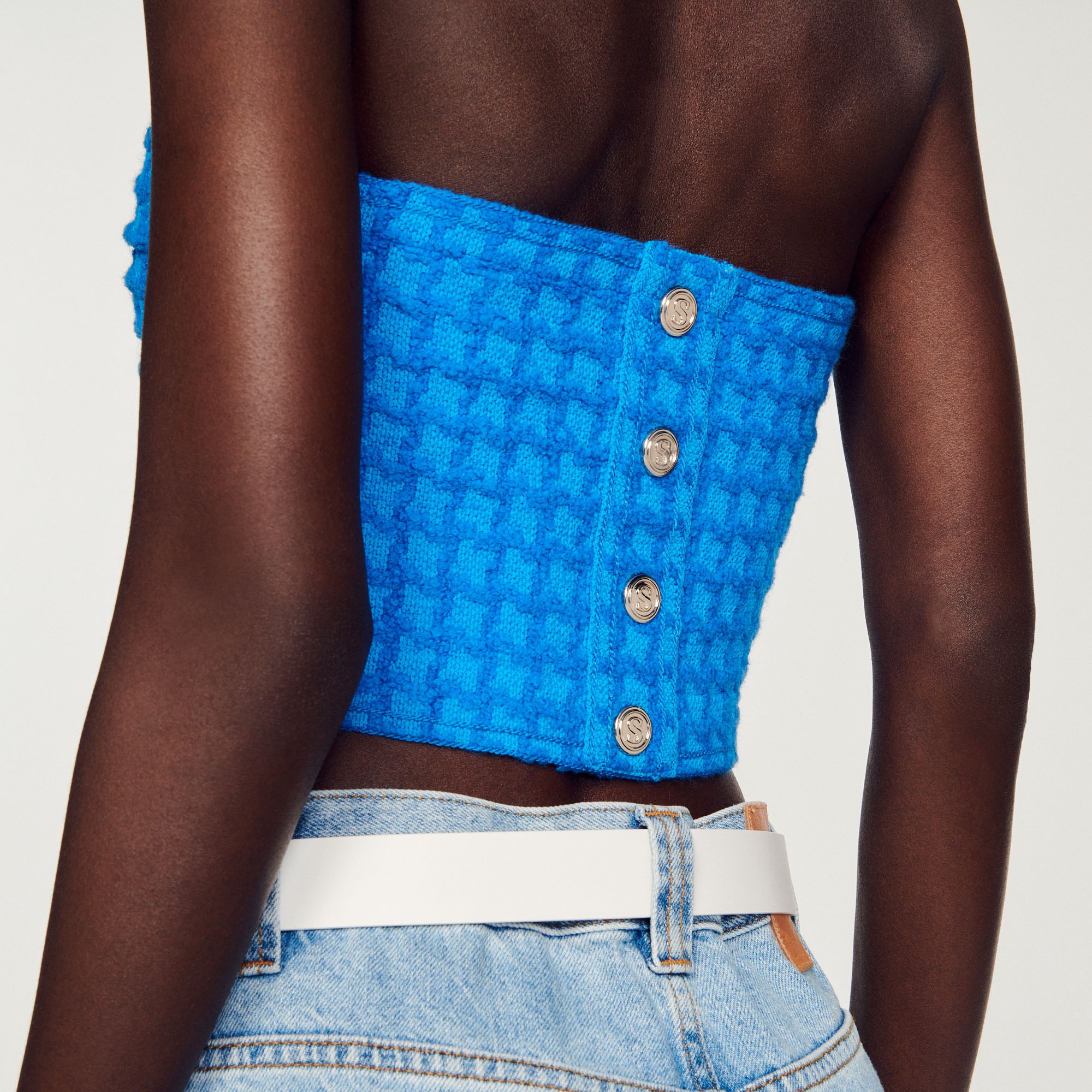 Cropped tweed bustier - 4
