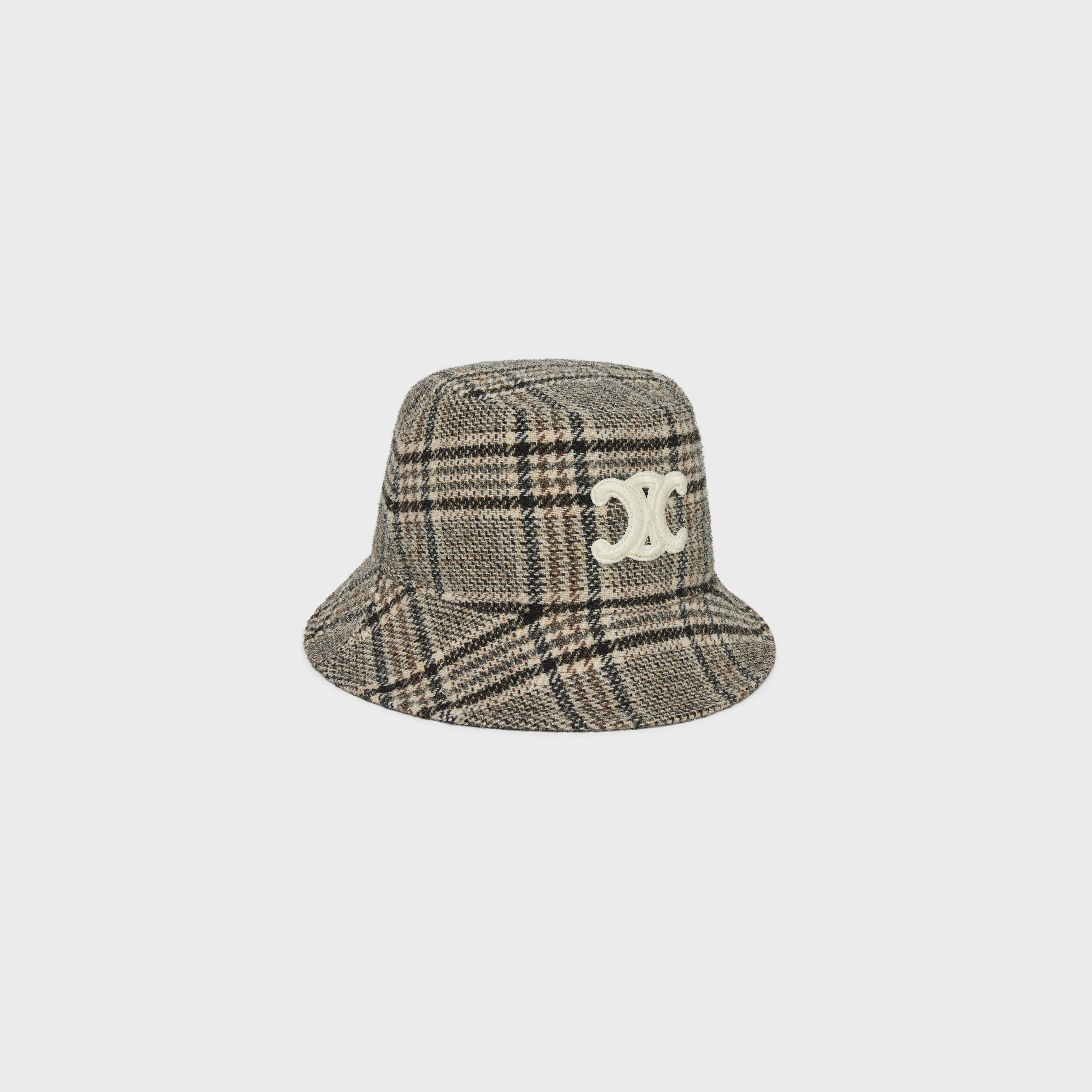 triomphe bucket hat in checked wool - 2