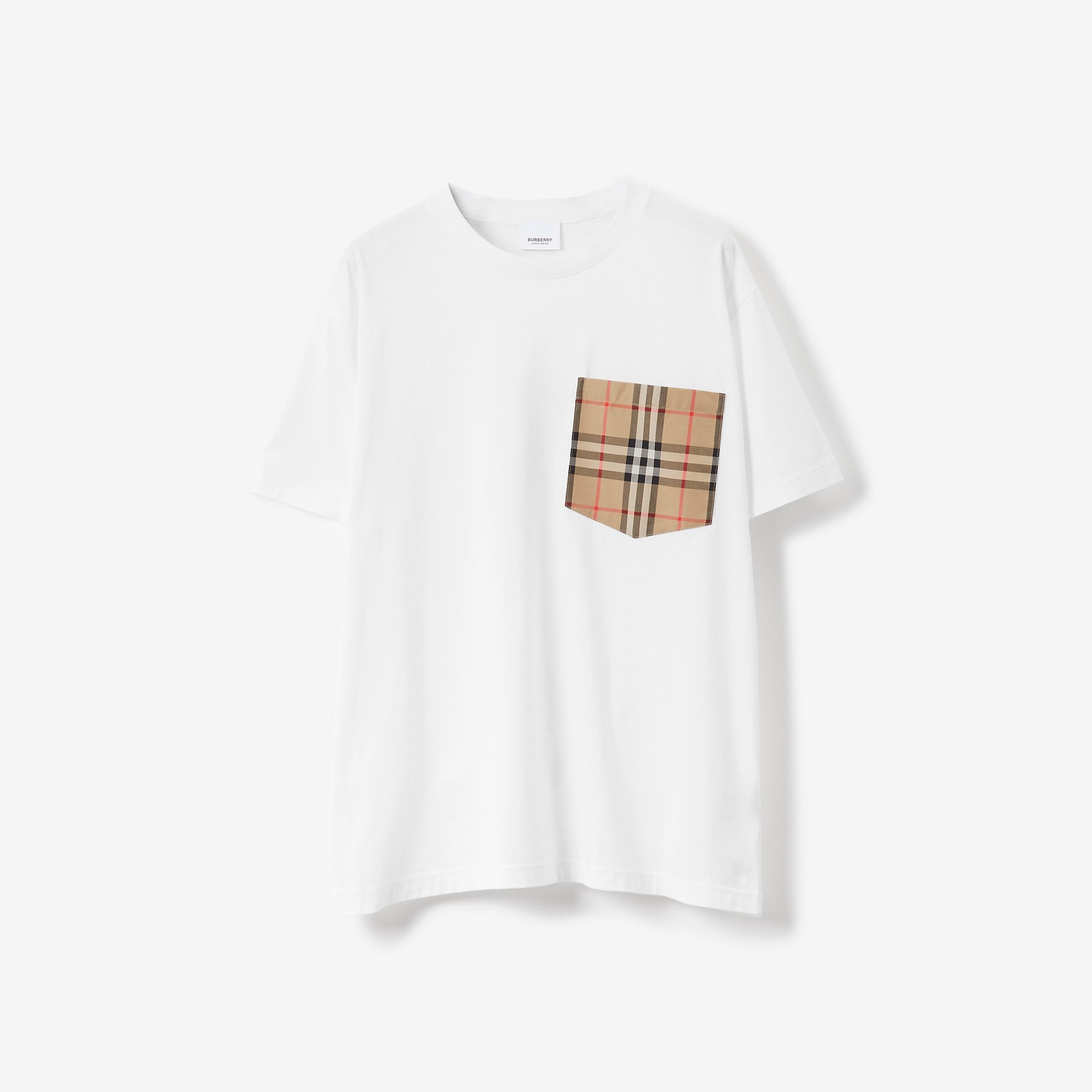 Vintage Check Pocket Cotton Oversized T-shirt - 1