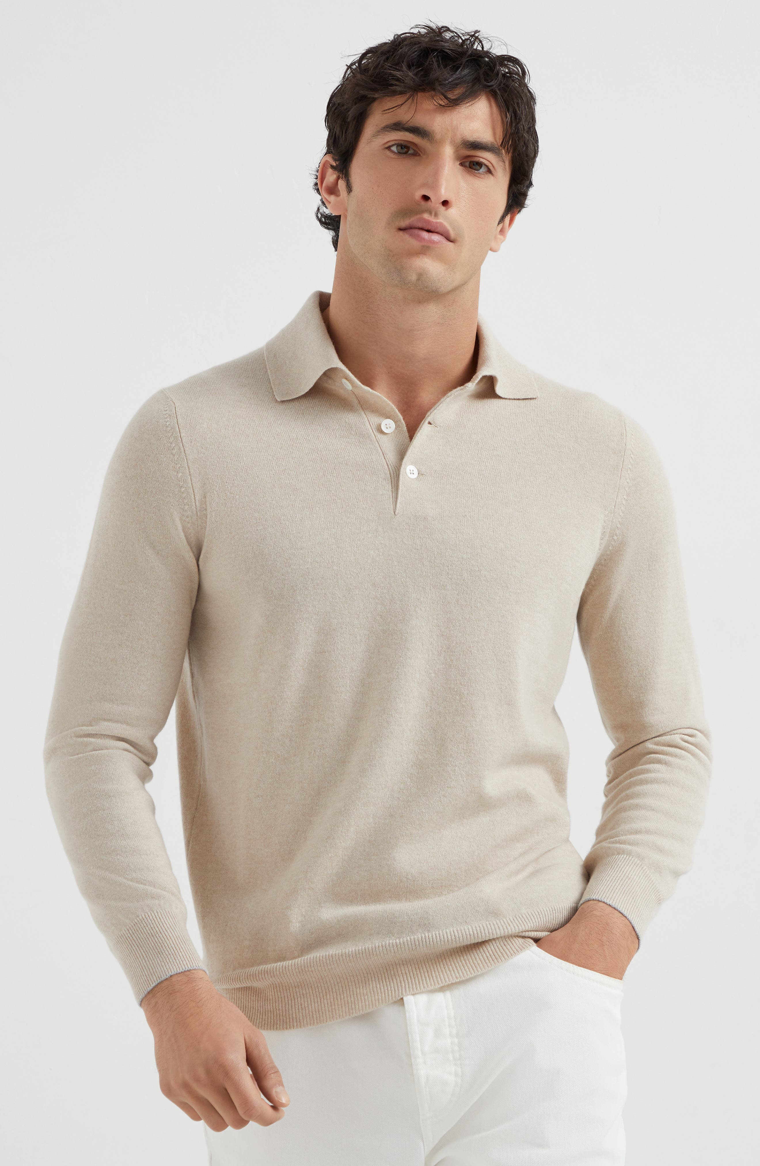 Brunello Cucinelli Polo-style sweater in Sand at Nordstrom - 2