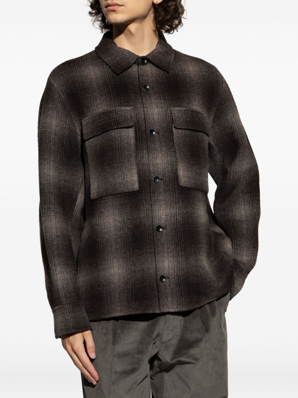 plaid chest-pocket overshirt - 3