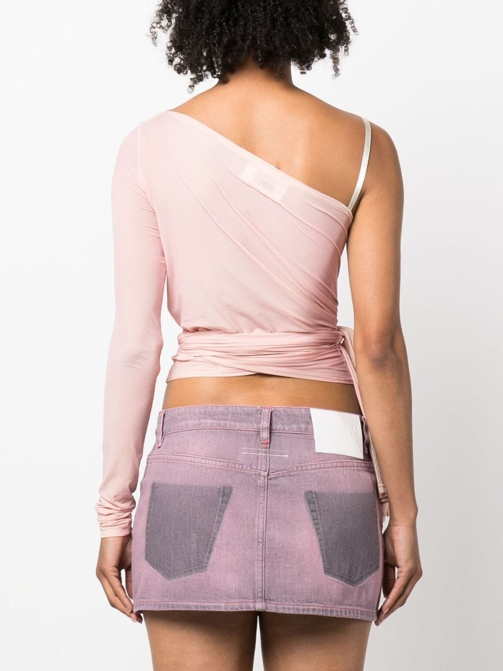 asymmetric wraparound cropped top - 4