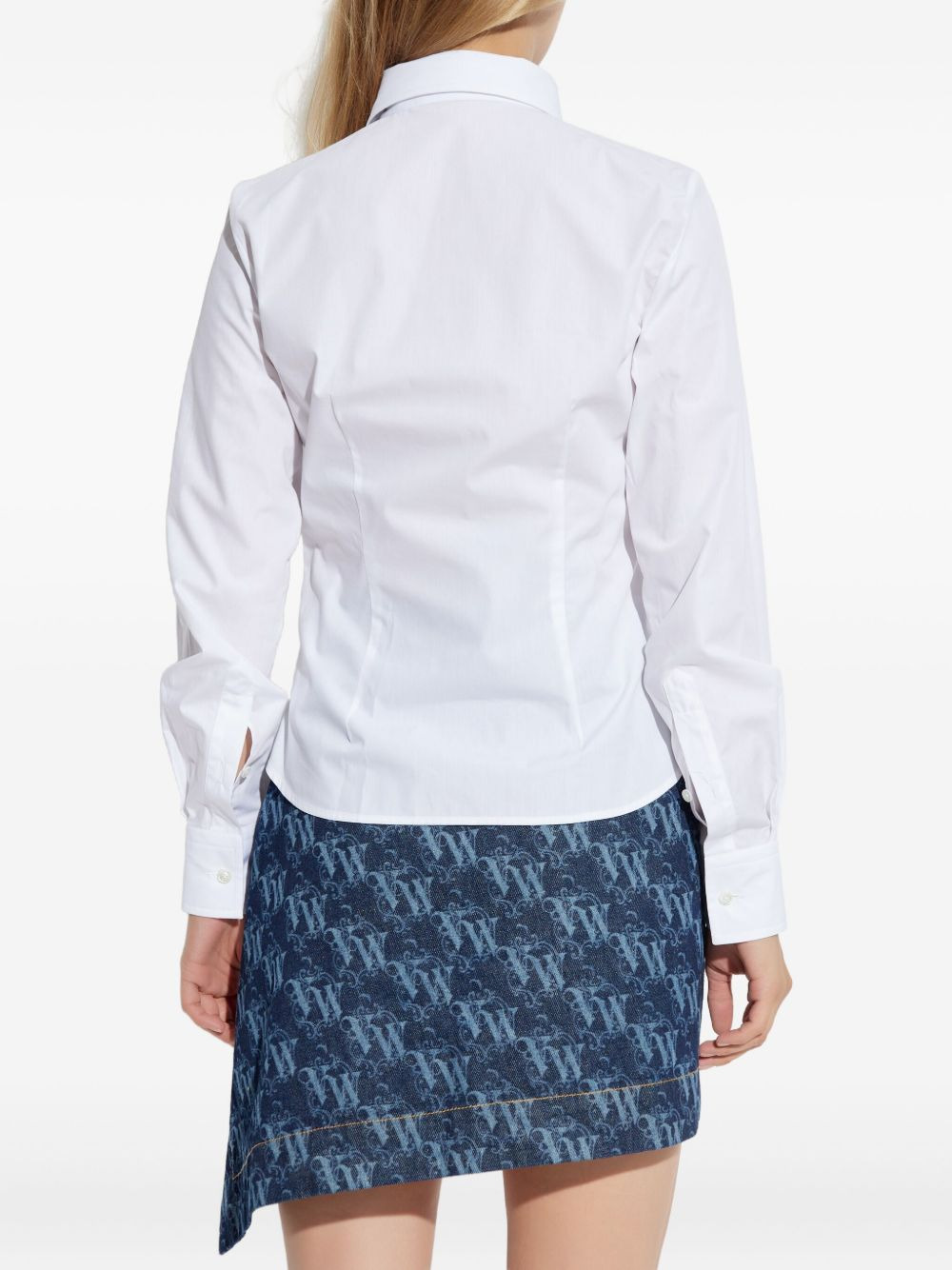 embroidered-logo cotton shirt - 4