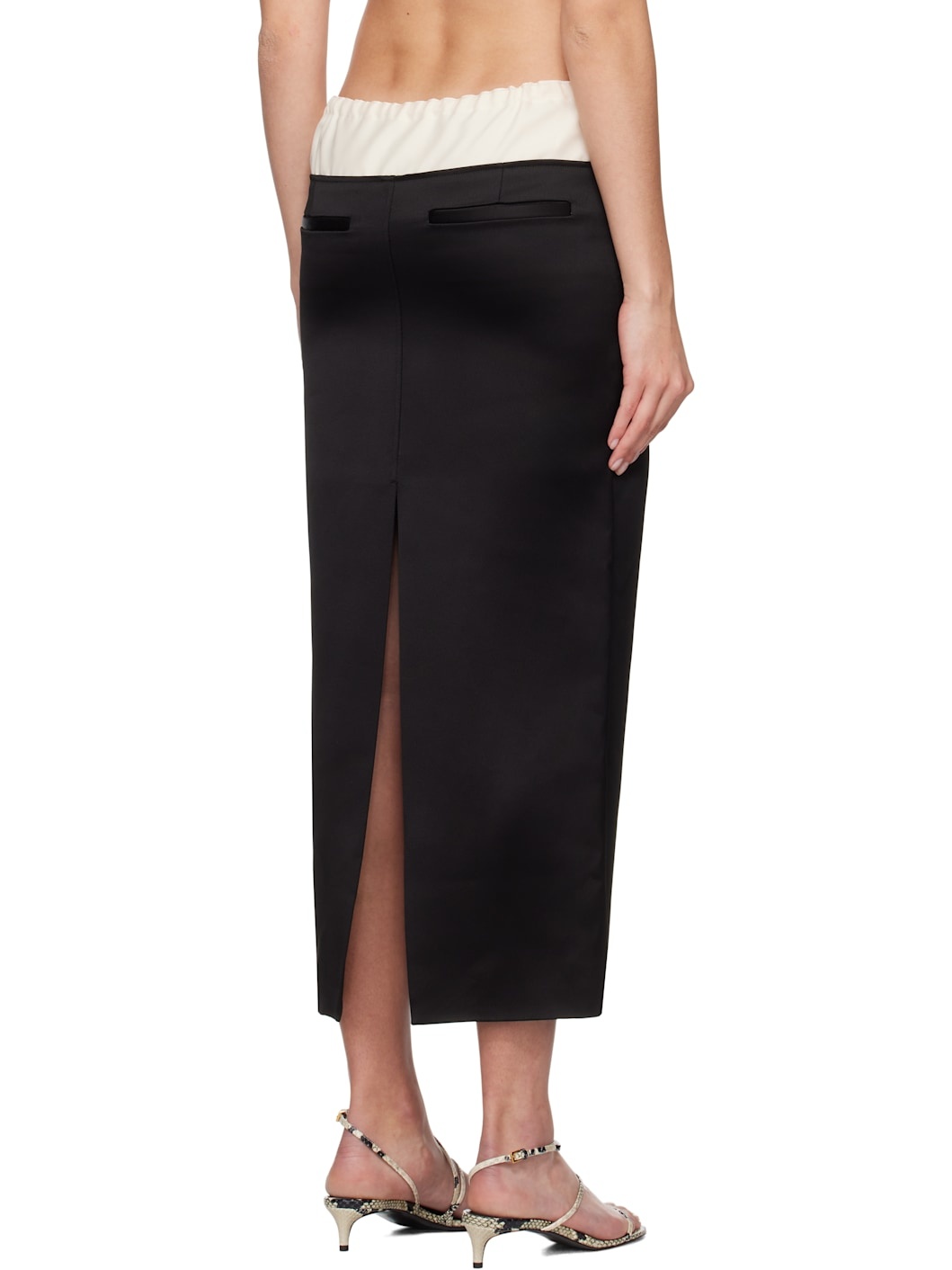 Black & Off-White Chet Midi Skirt - 3