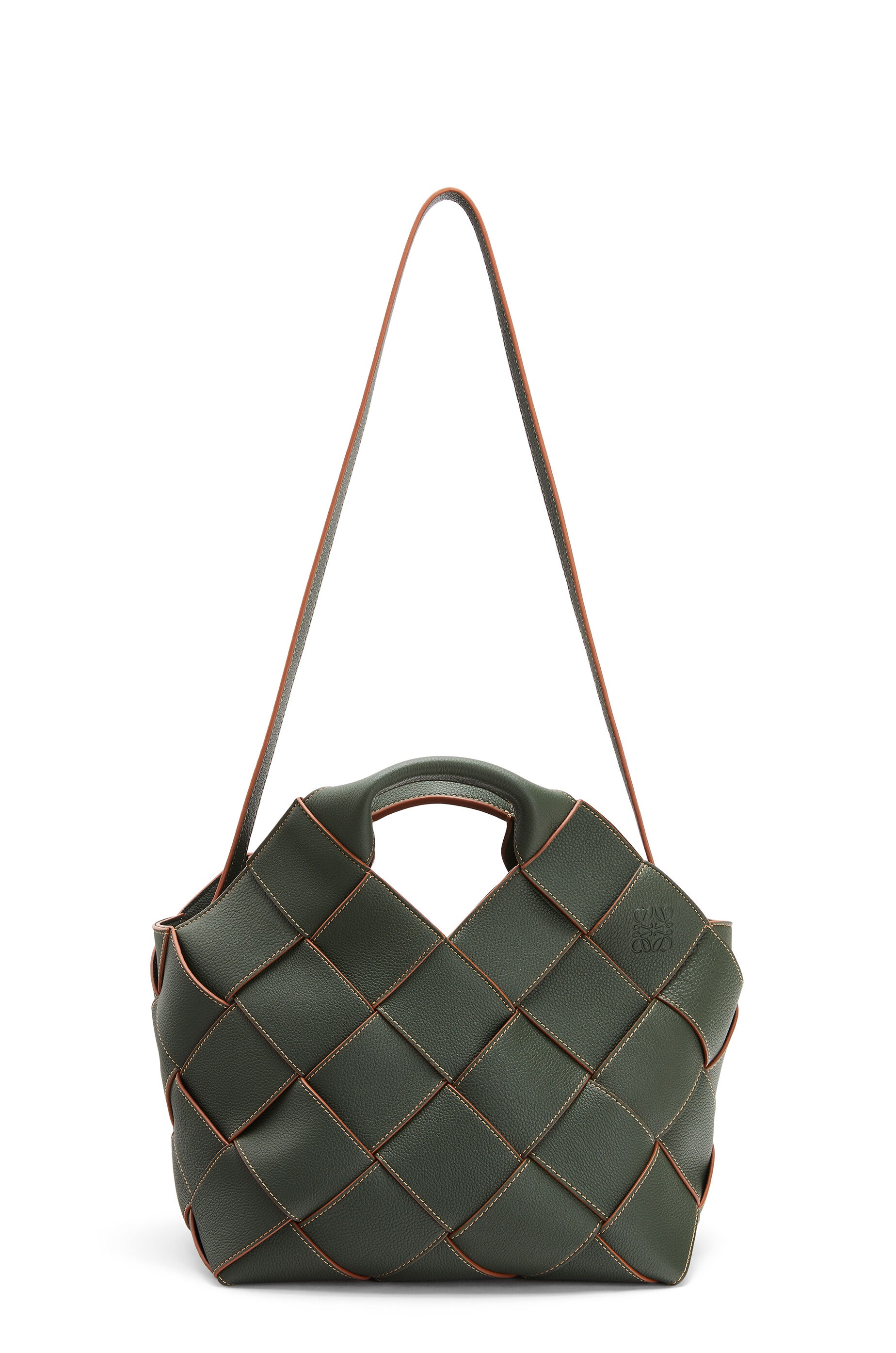 Woven basket bag in soft grained calfskin - 4