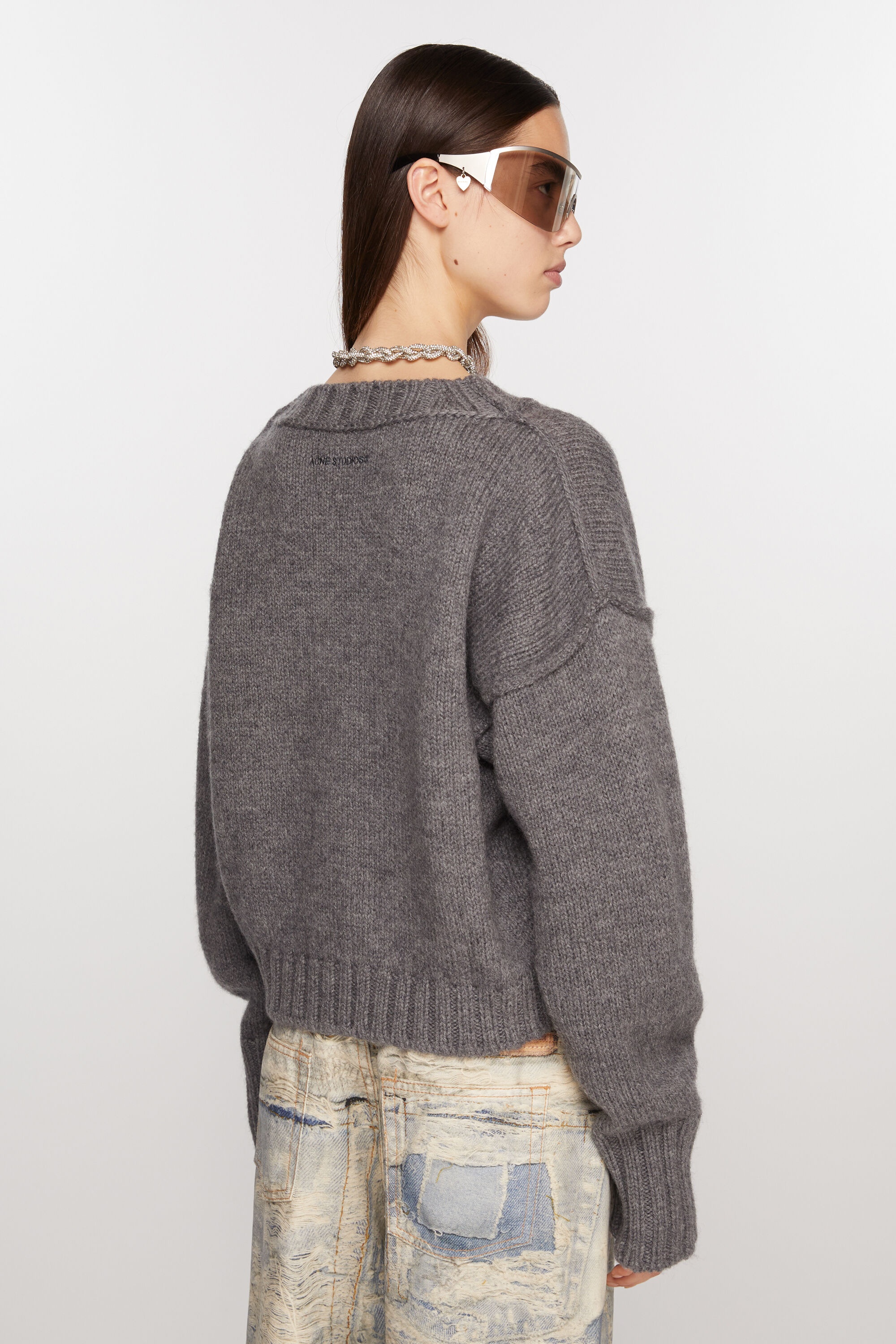 Crew neck wool jumper - Dark grey - 3