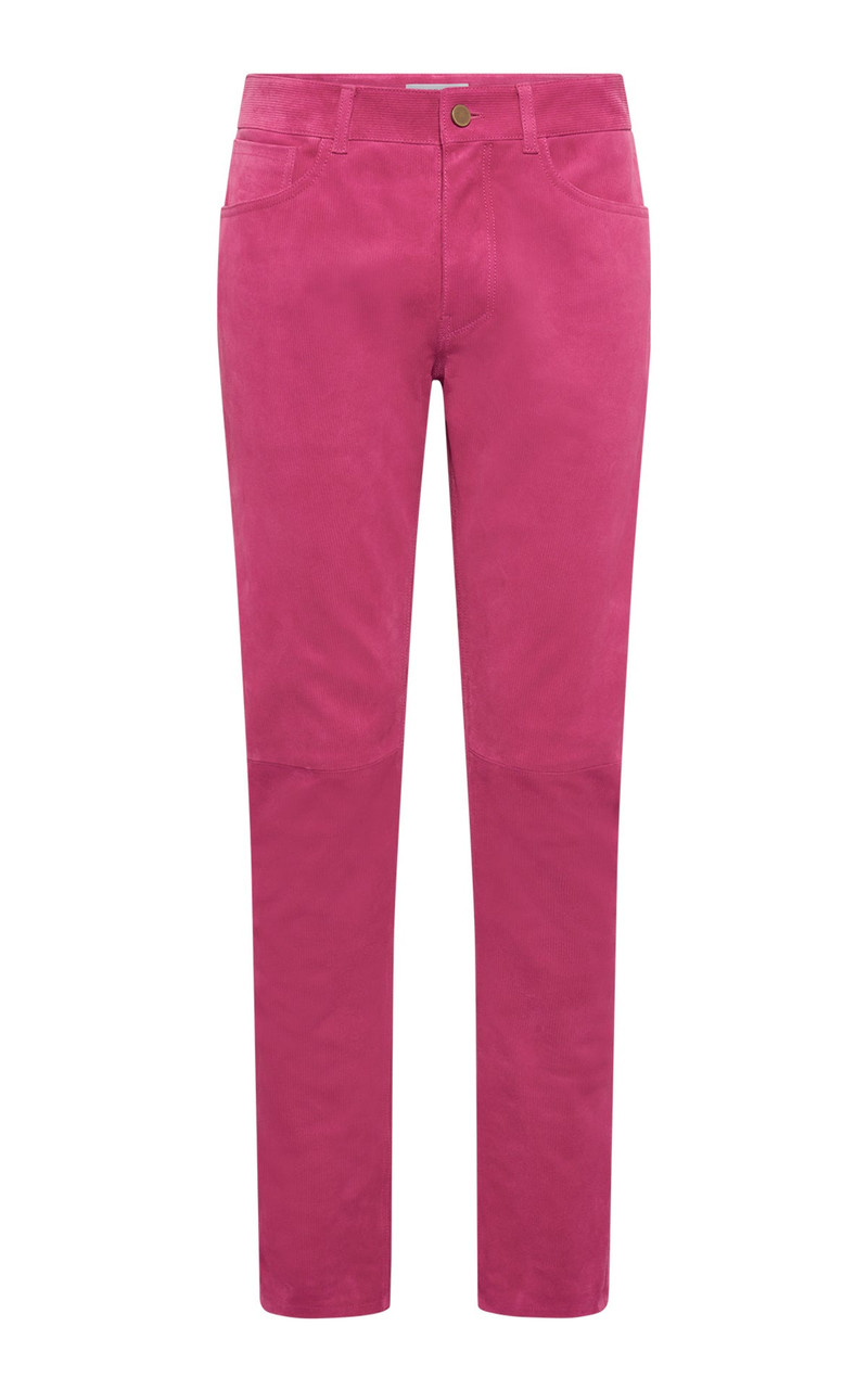 Anthony Five Pocket Pant in Fuschia Suede Corduroy 1