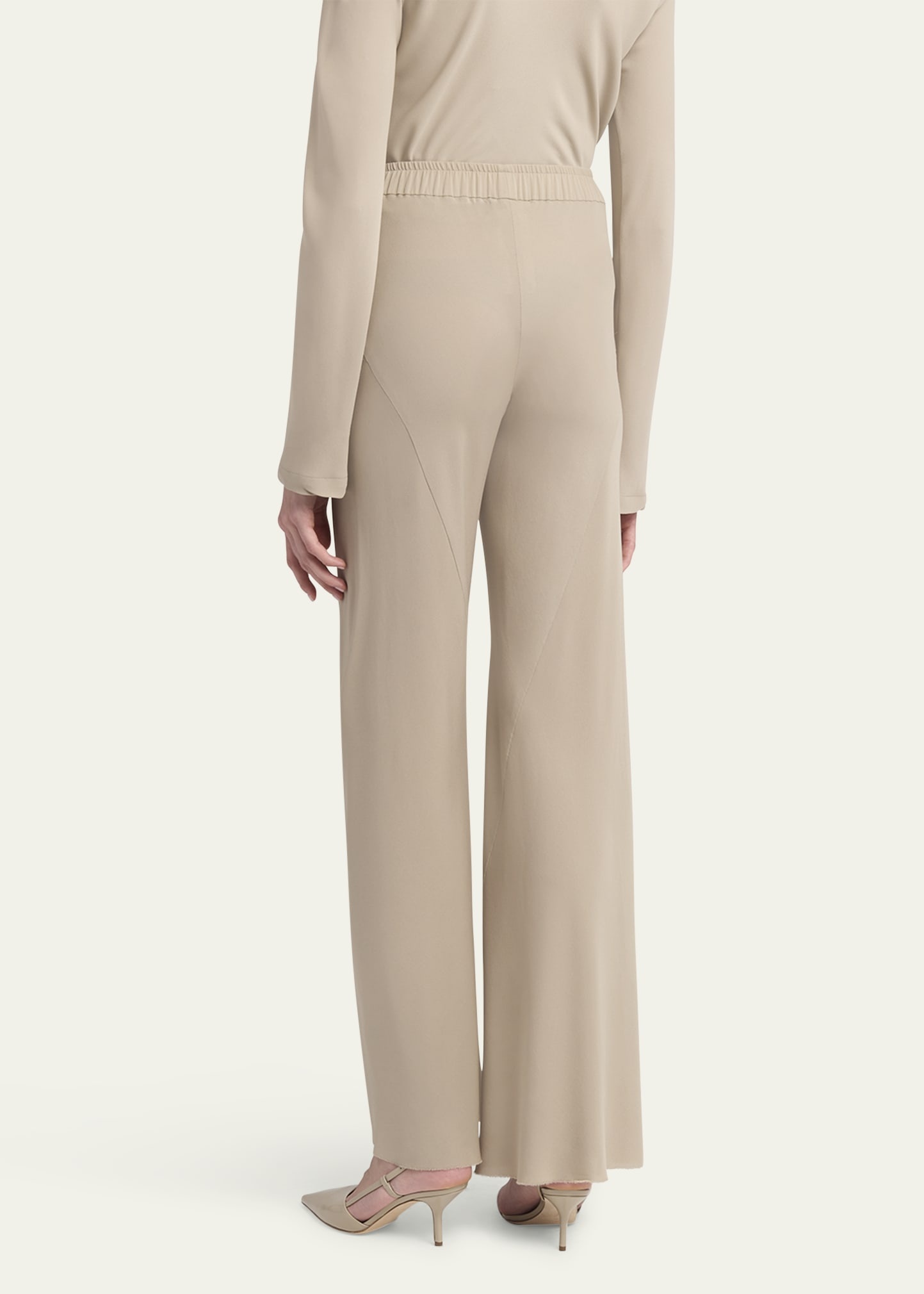 Triple Silk Georgette Flat Front Trousers - 3