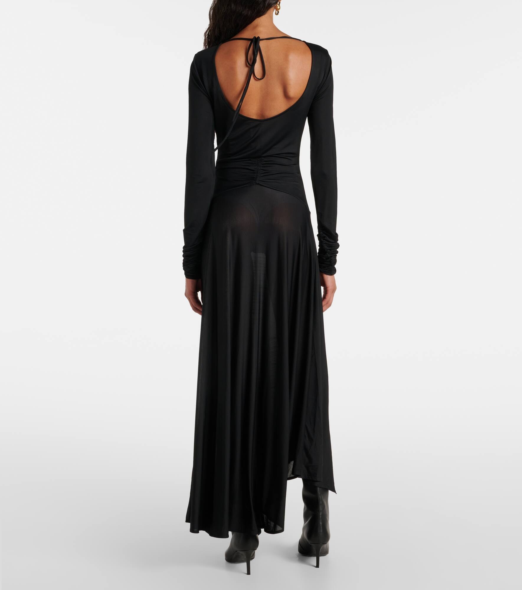 Gathered asymmetric maxi dress - 3