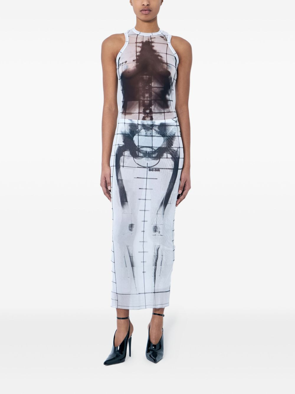 abstract-print midi skirt - 2