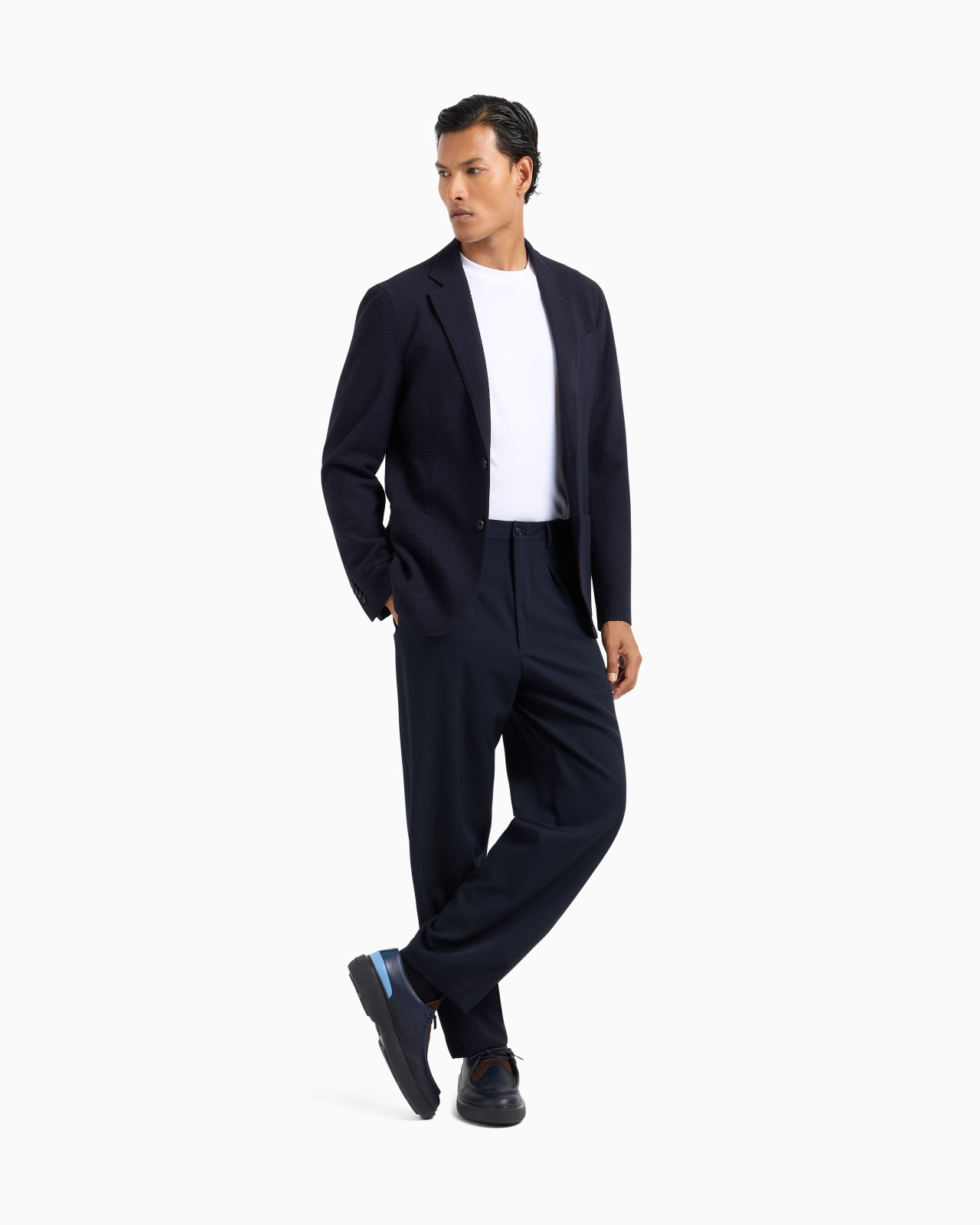 Single-pleat stretch virgin wool trousers - 2