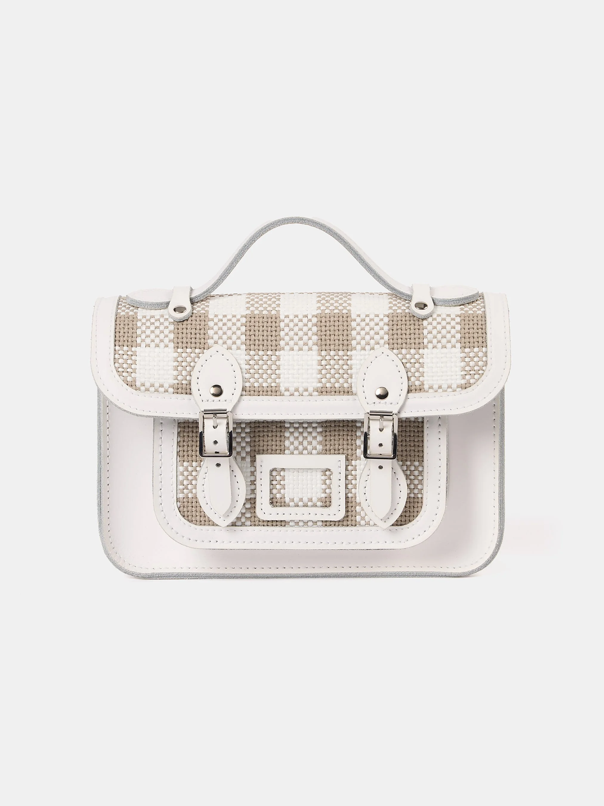The Mini - Taupe Plaid & Brilliant White - 1