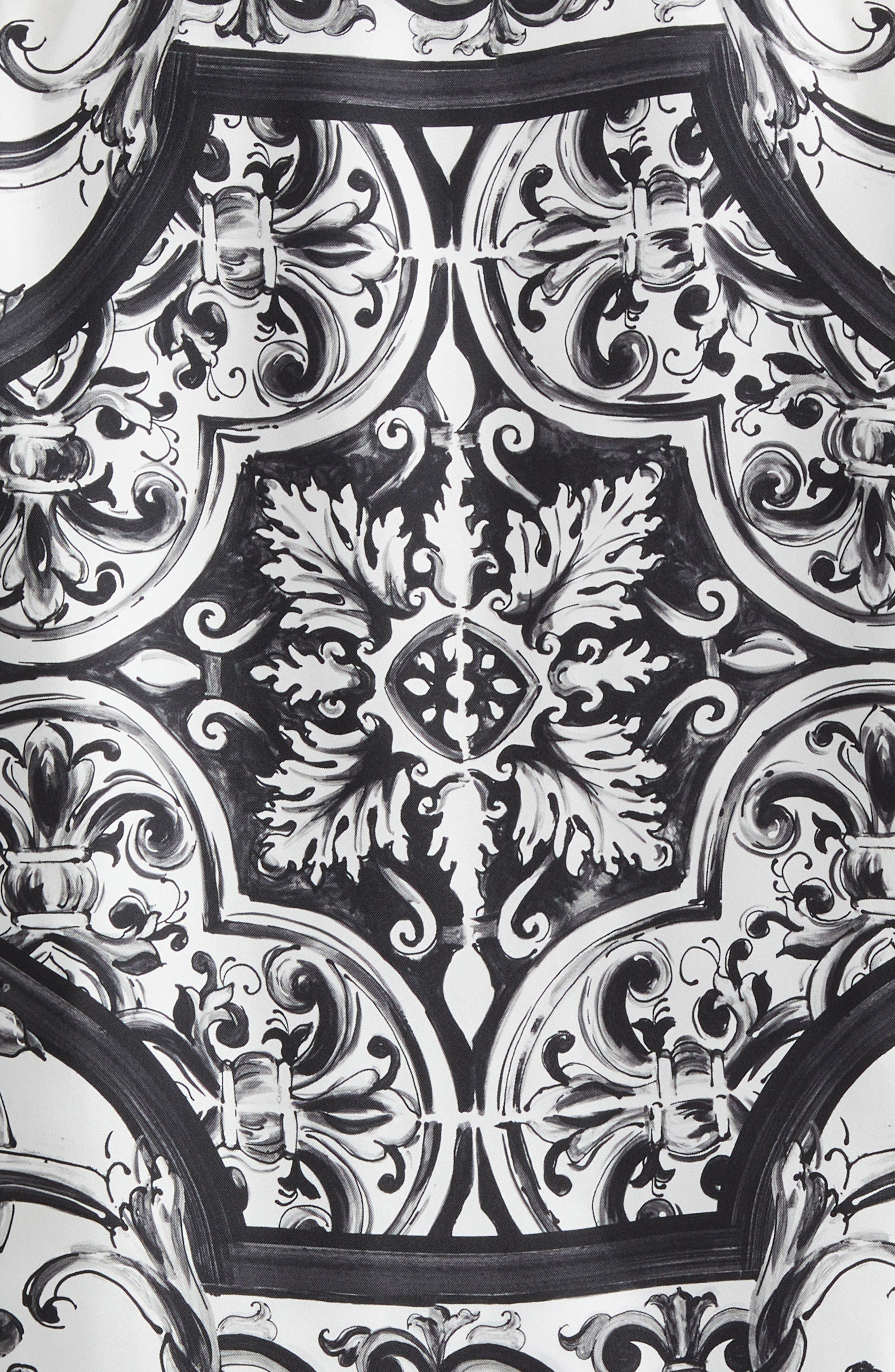 Dolce&Gabbana Majolica Print Silk Twill Camp Shirt in Hx5Dq Maiolica 3L Nero at Nordstrom - 7