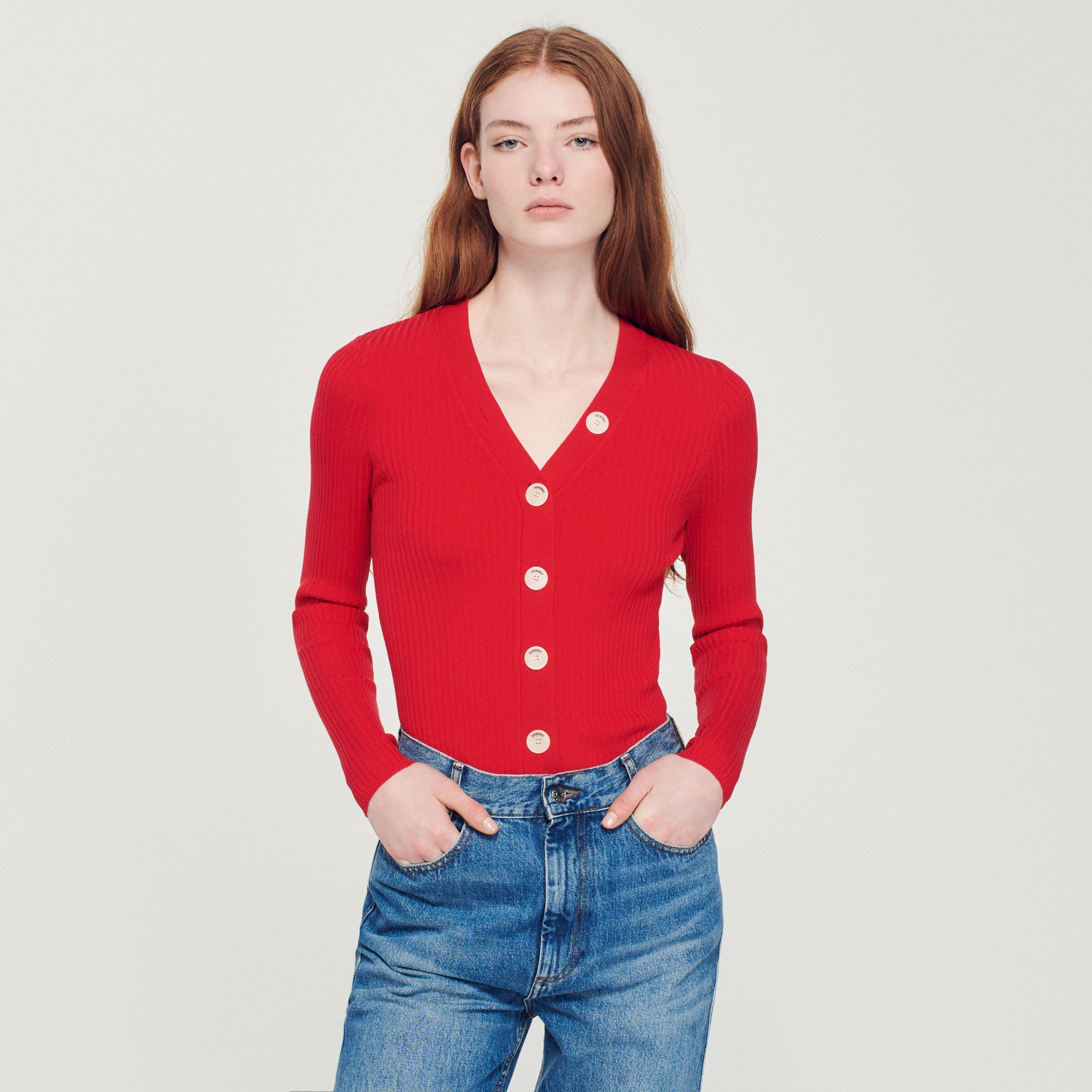 Fine ribbed knit cardigan - 5