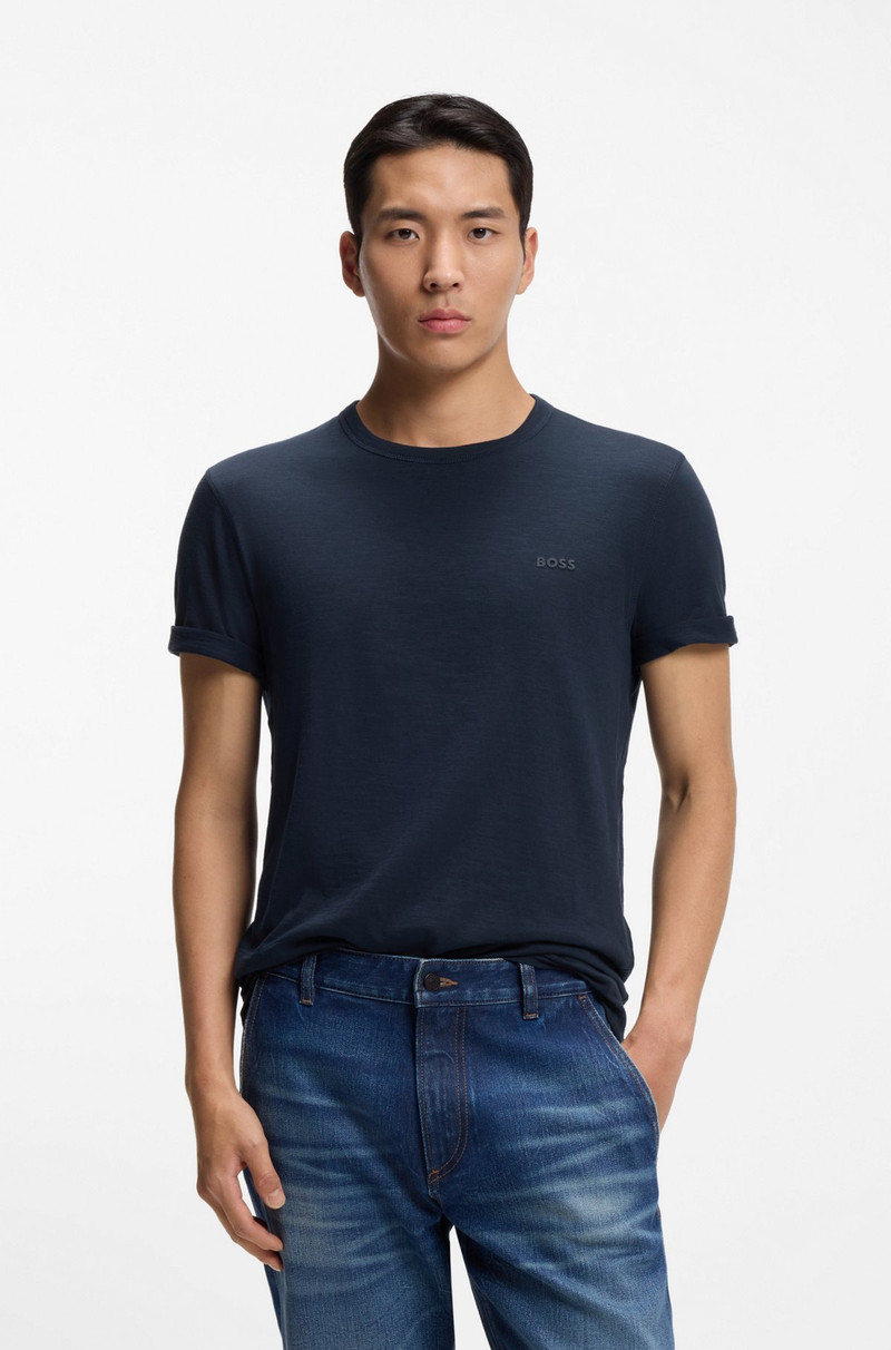 SLUB-COTTON T-SHIRT WITH LOGO DETAIL 2