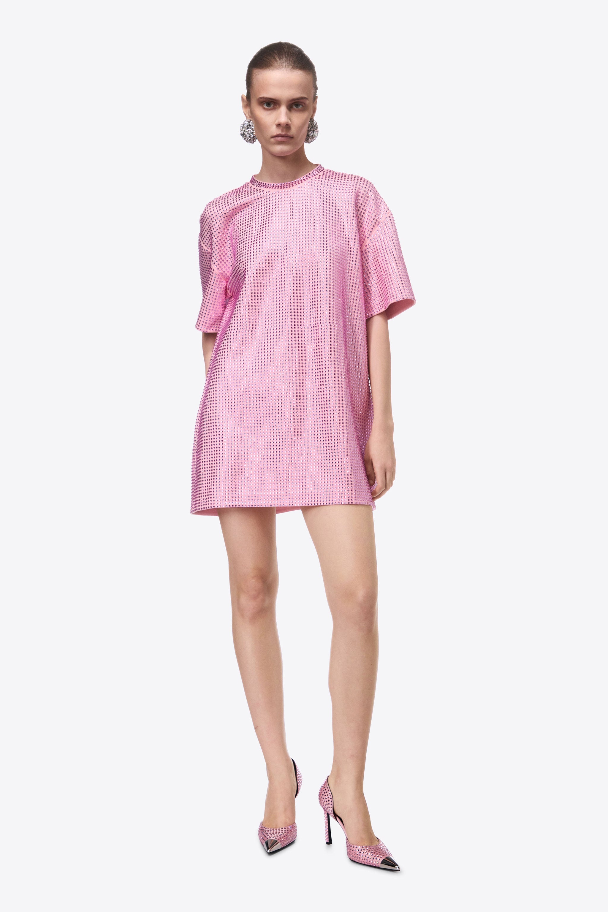 CRYSTAL EMBELLISHED BACKLESS T-SHIRT DRESS - 3