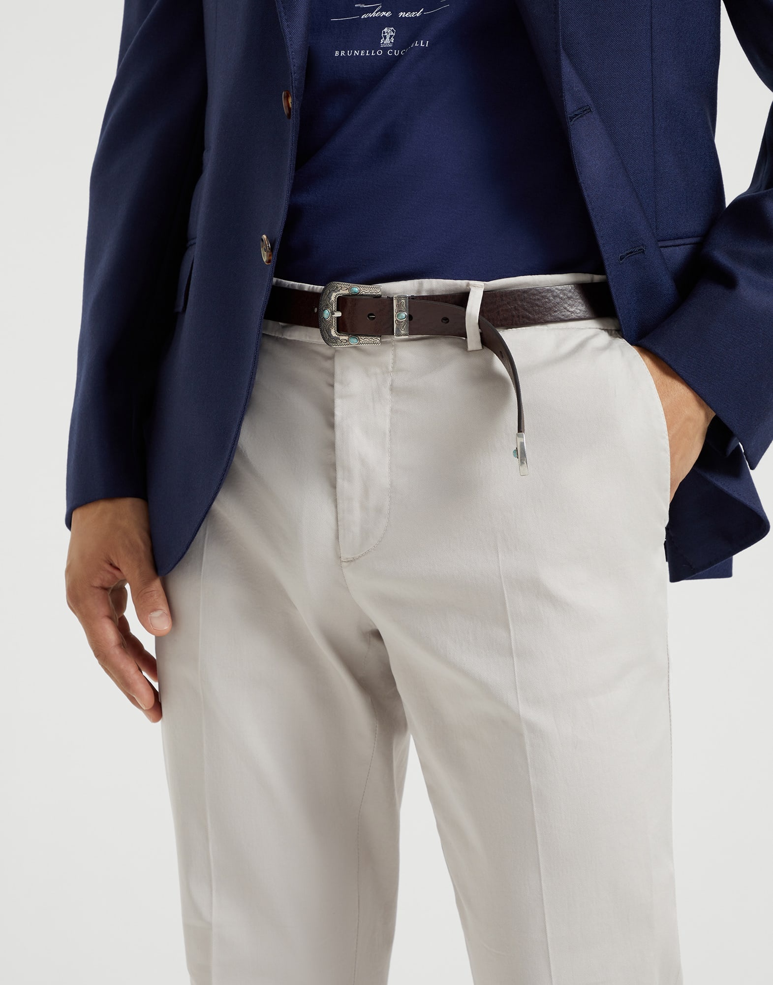 Garment-dyed Italian fit trousers in American Pima comfort cotton gabardine - 3