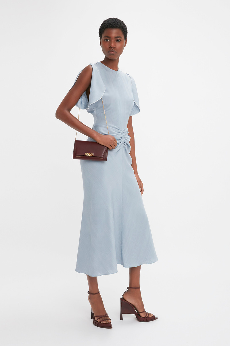 Wallet On Chain In Burgundy Leather 7