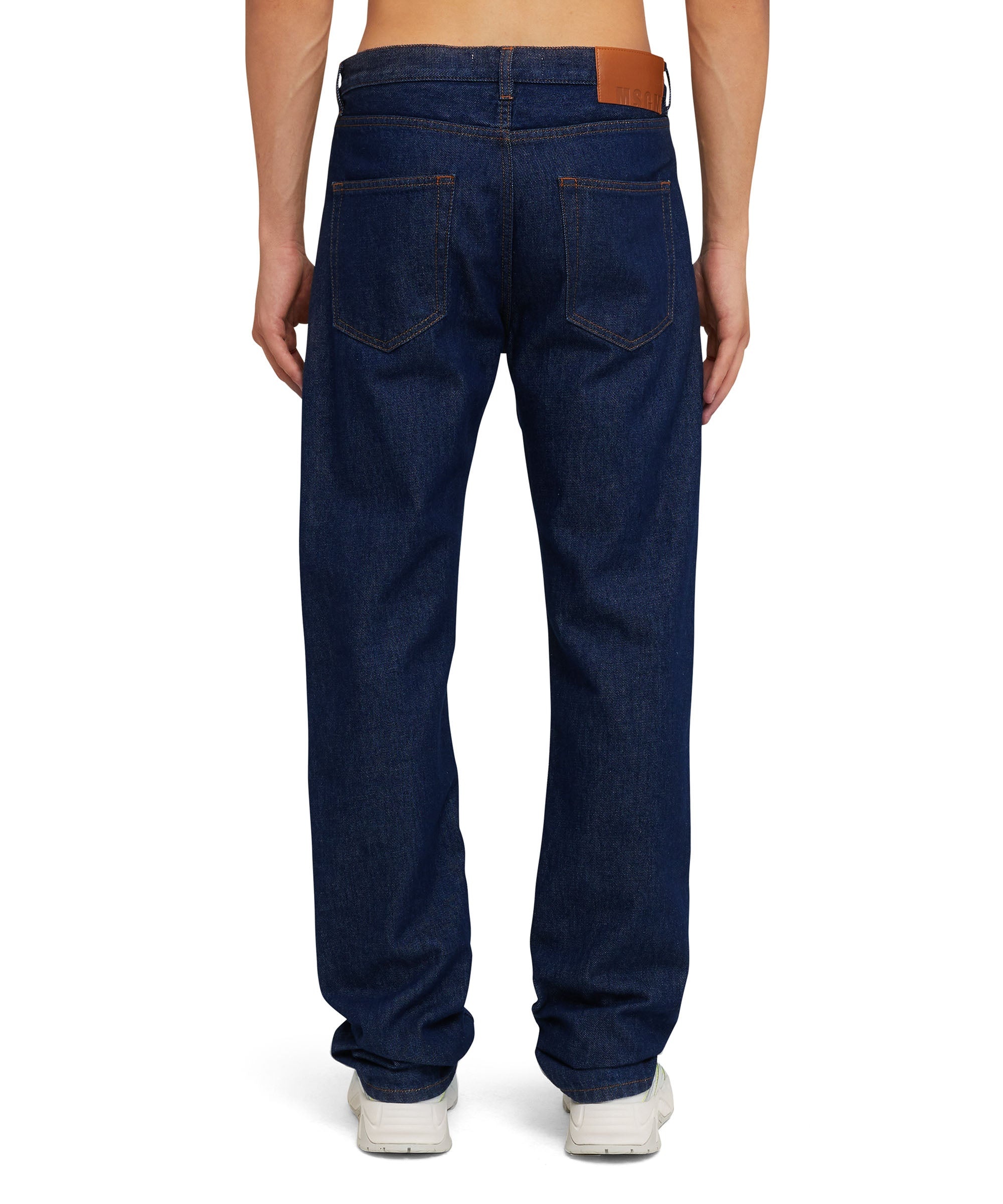Solid color tailored jeans with straight legs - 3