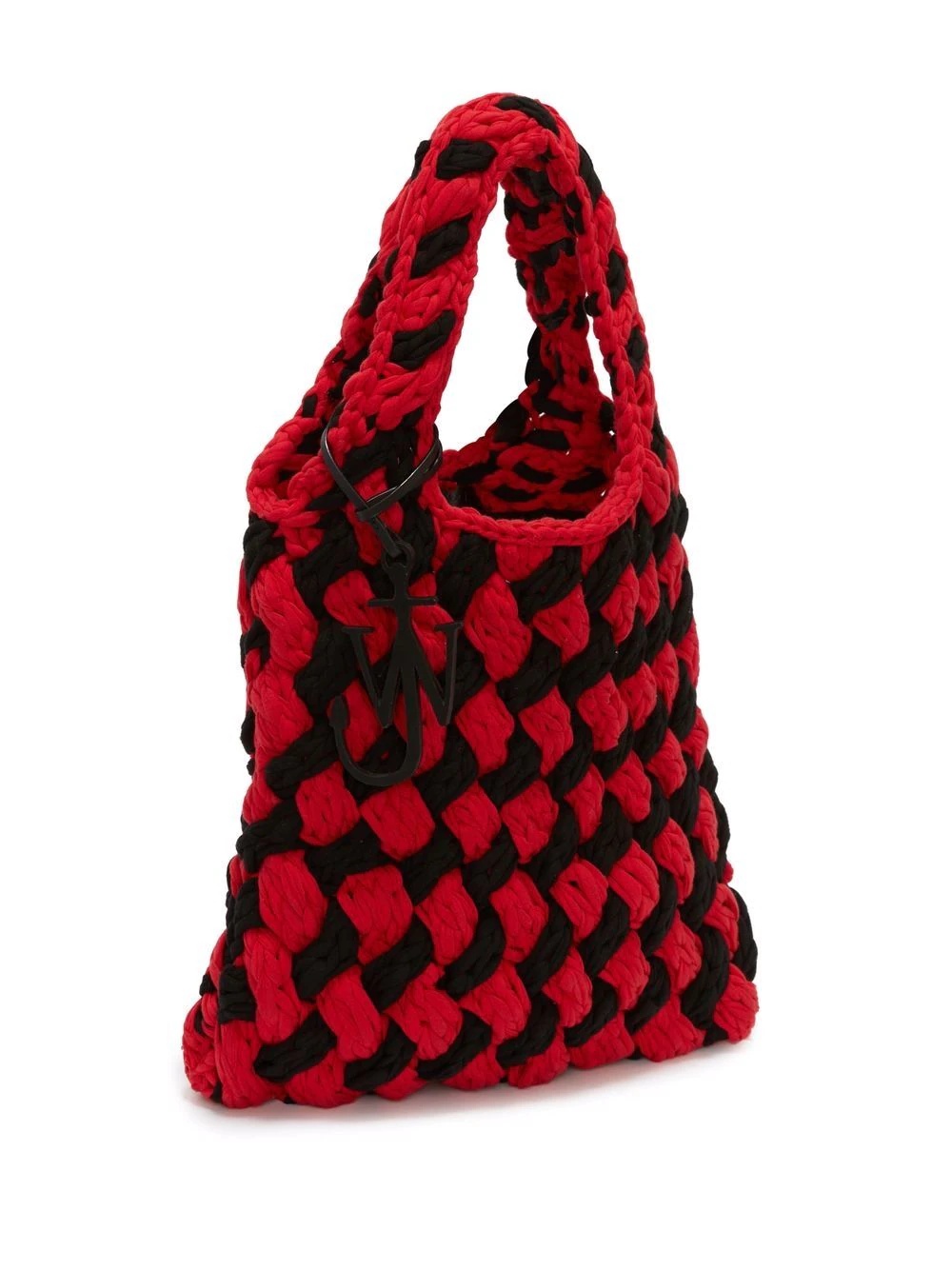 crochet checked tote bag - 3