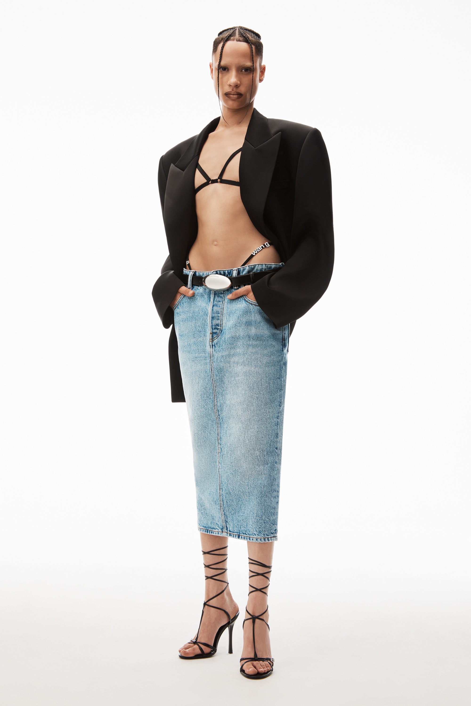 Alexander Wang Bonded Seams Long Crossover Skirt in Blue