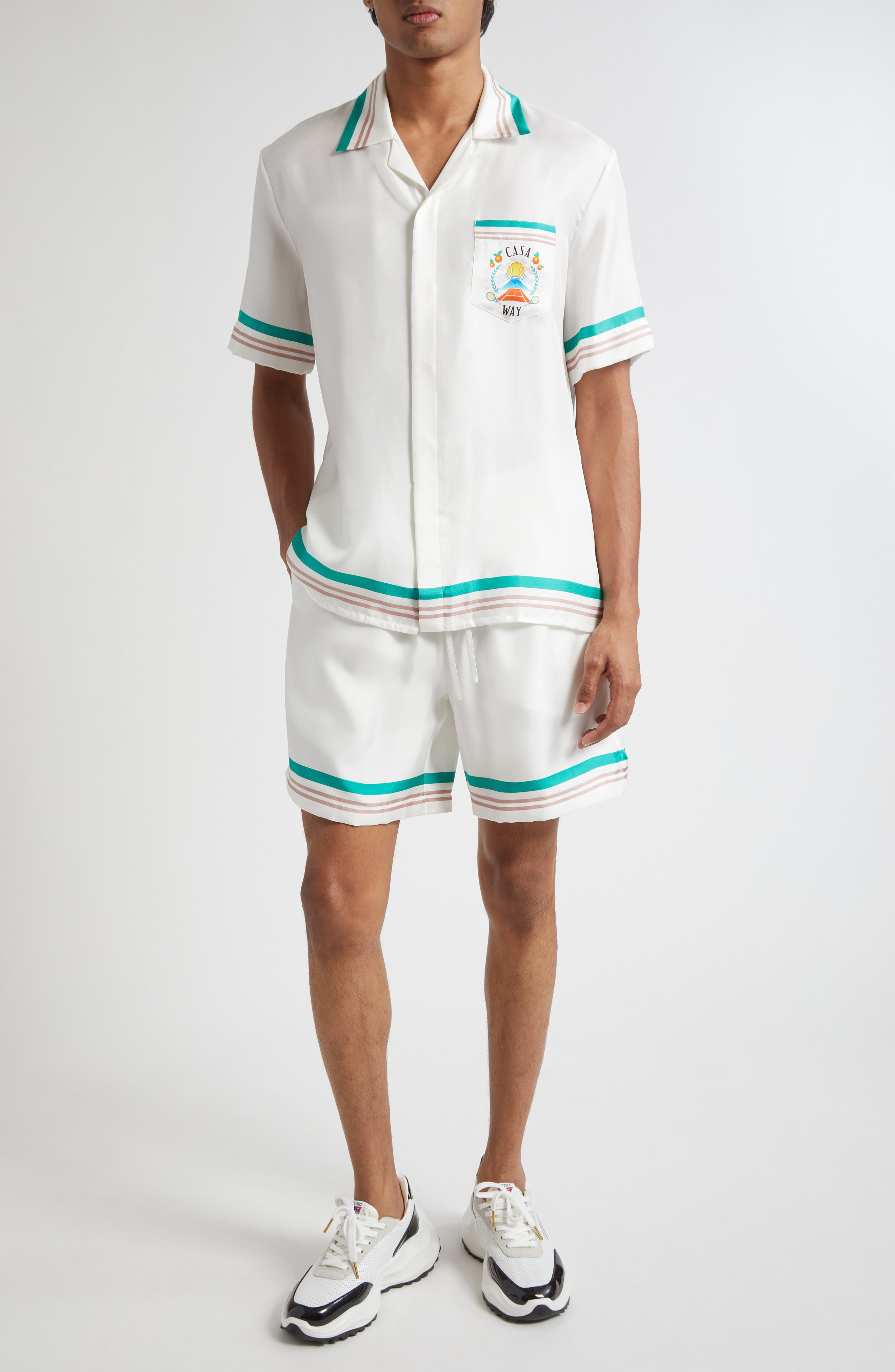 Casablanca Casa Way Drawstring Silk Shorts at Nordstrom - 2