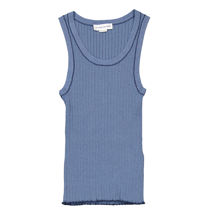 Victoria Beckham Striped Logo Patch Fine-Knit Top - 5