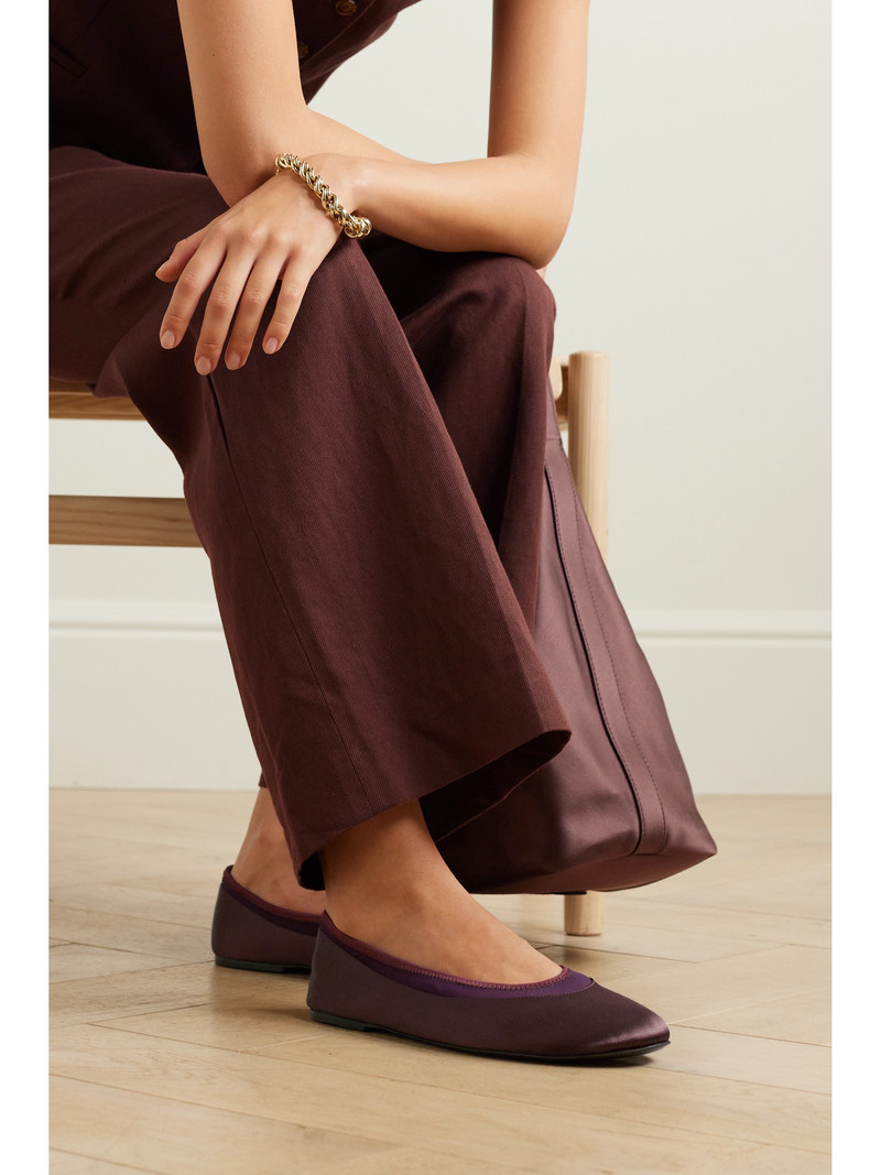 Loulou de Saison + Net Sustain Frano Stretch Jersey-trimmed Satin Ballet Flats outlook